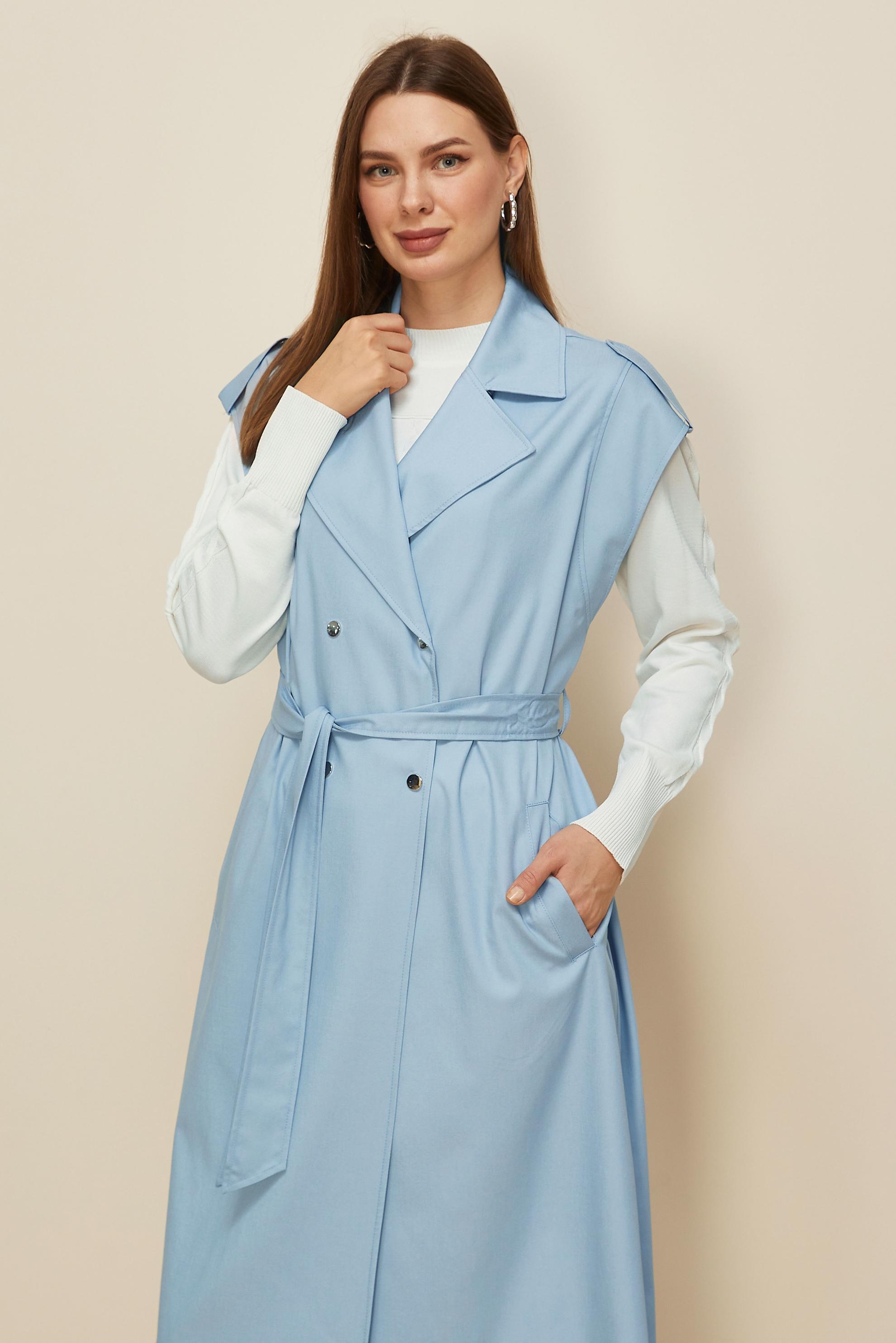 Tesettür giyim MAVİ KUŞAKLI YELEK 45601