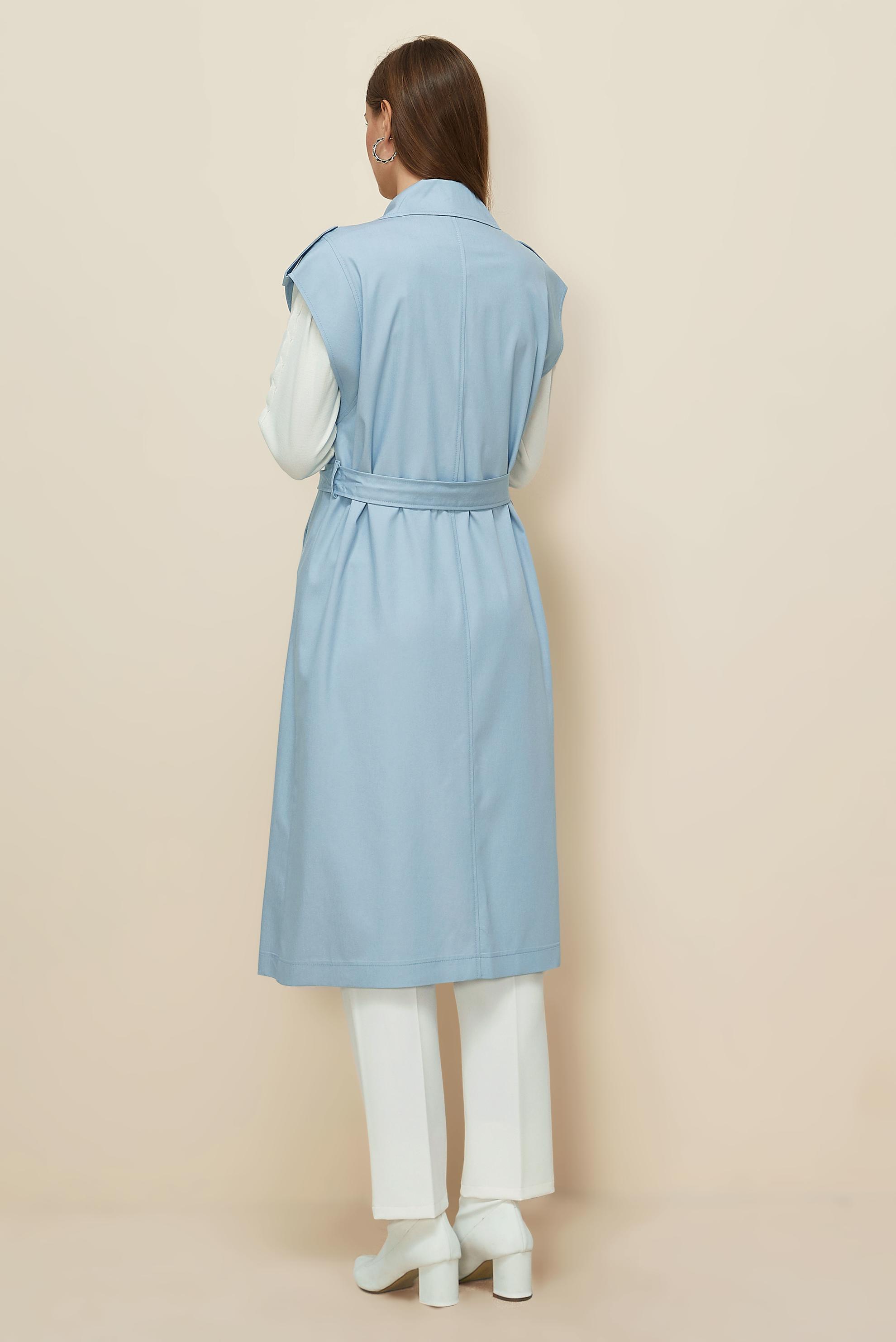 Tesettür giyim MAVİ KUŞAKLI YELEK 45601