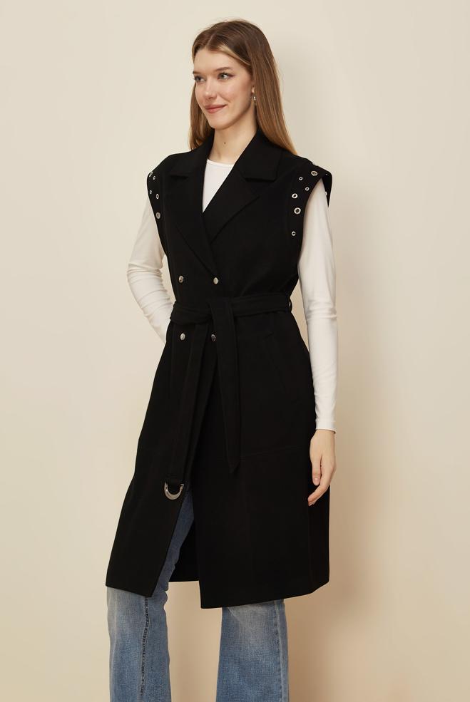 Tesettür giyim SİYAH 45923 WİNTER ALMEDA YELEK 38-46 TEK42 - ALVİNA