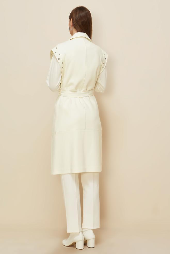 Tesettür giyim BEYAZ KAŞE KUŞAKLI YELEK 45923 - ALVİNA