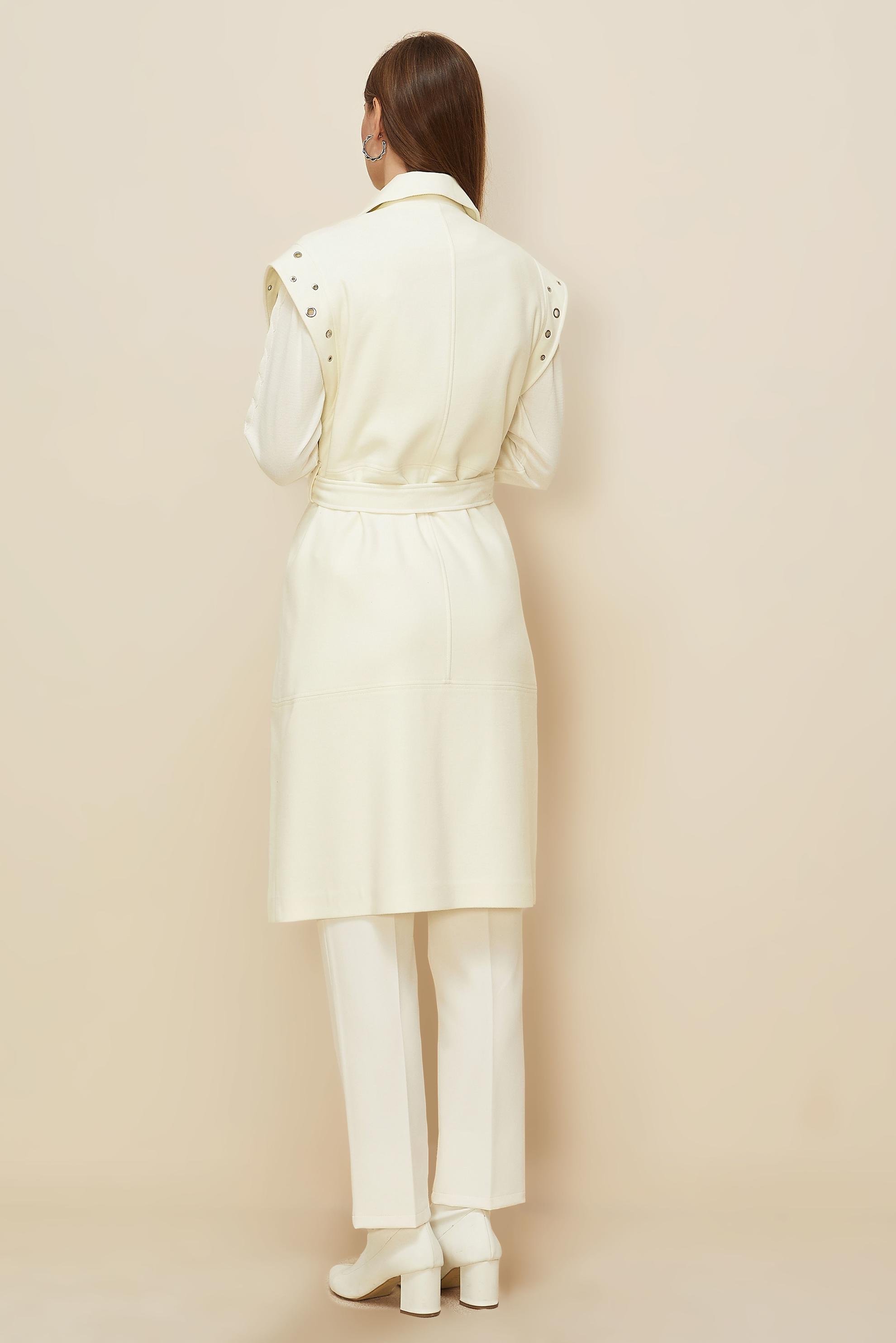 Tesettür giyim BEYAZ KAŞE KUŞAKLI YELEK 45923