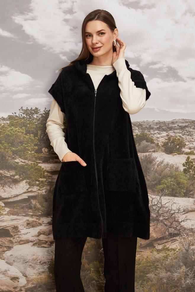 Tesettür giyim SİYAH TRİKO YELEK 45933 - ALVİNA