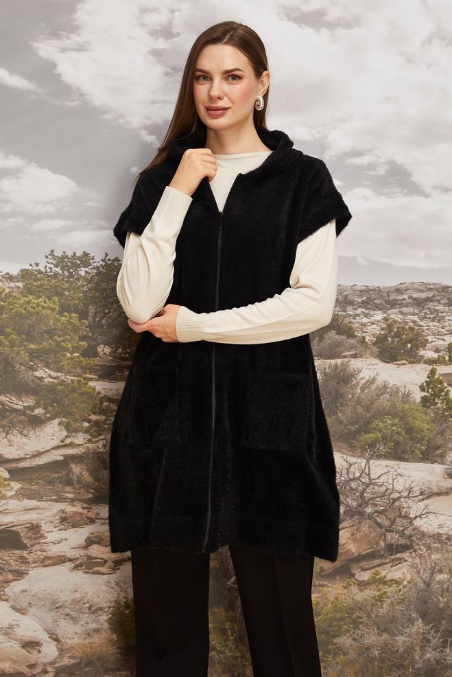 Tesettür giyim SİYAH TRİKO YELEK 45933 - ALVİNA