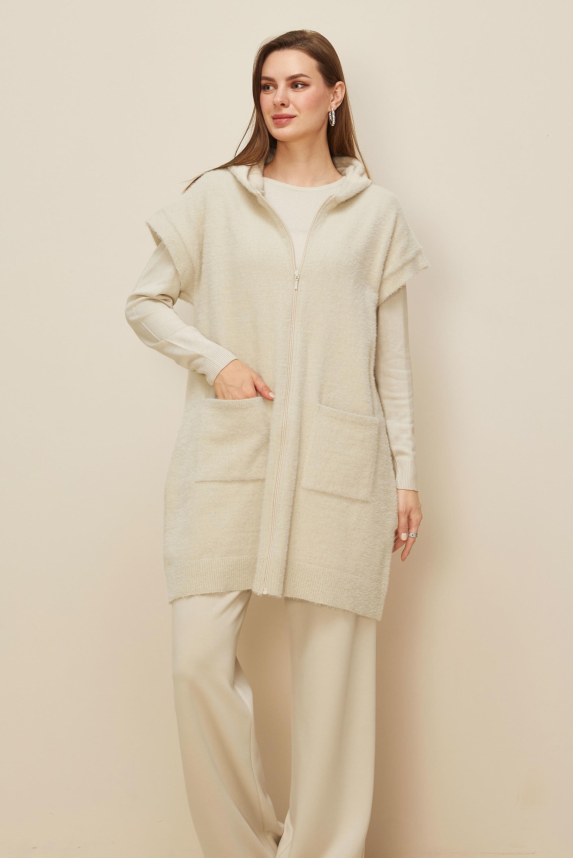 Tesettür giyim BEJ TRİKO YELEK 45933