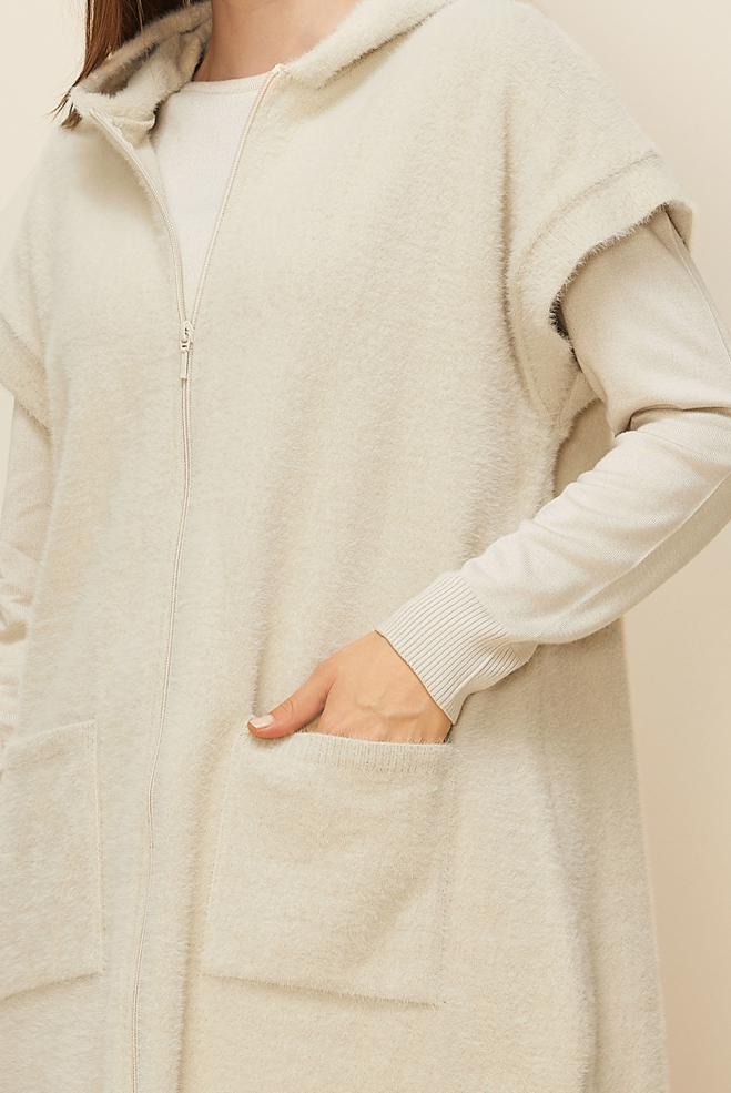 Tesettür giyim BEJ TRİKO YELEK 45933 - ALVİNA