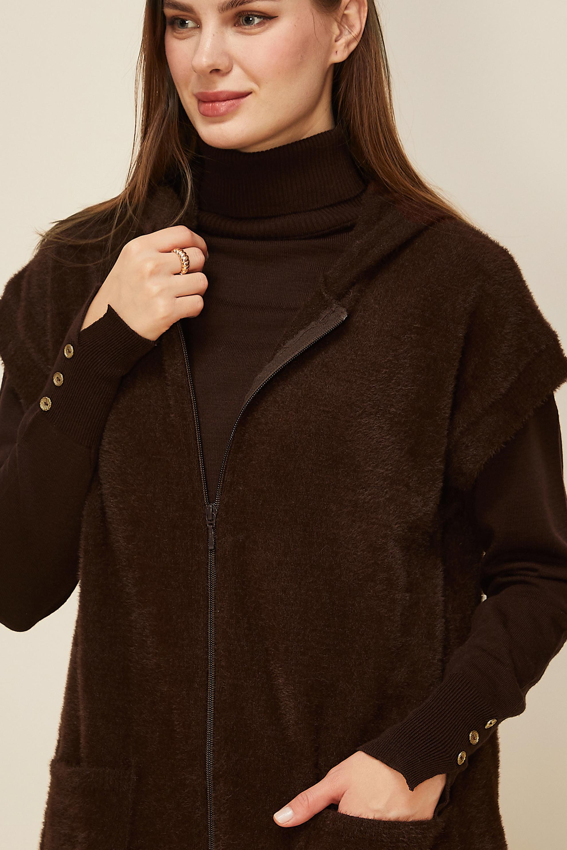 Tesettür giyim KAHVE TRİKO YELEK 45933