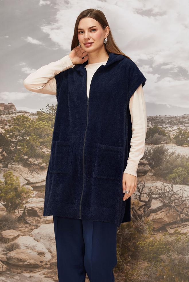 Tesettür giyim LACİVERT TRİKO YELEK 45933 - ALVİNA