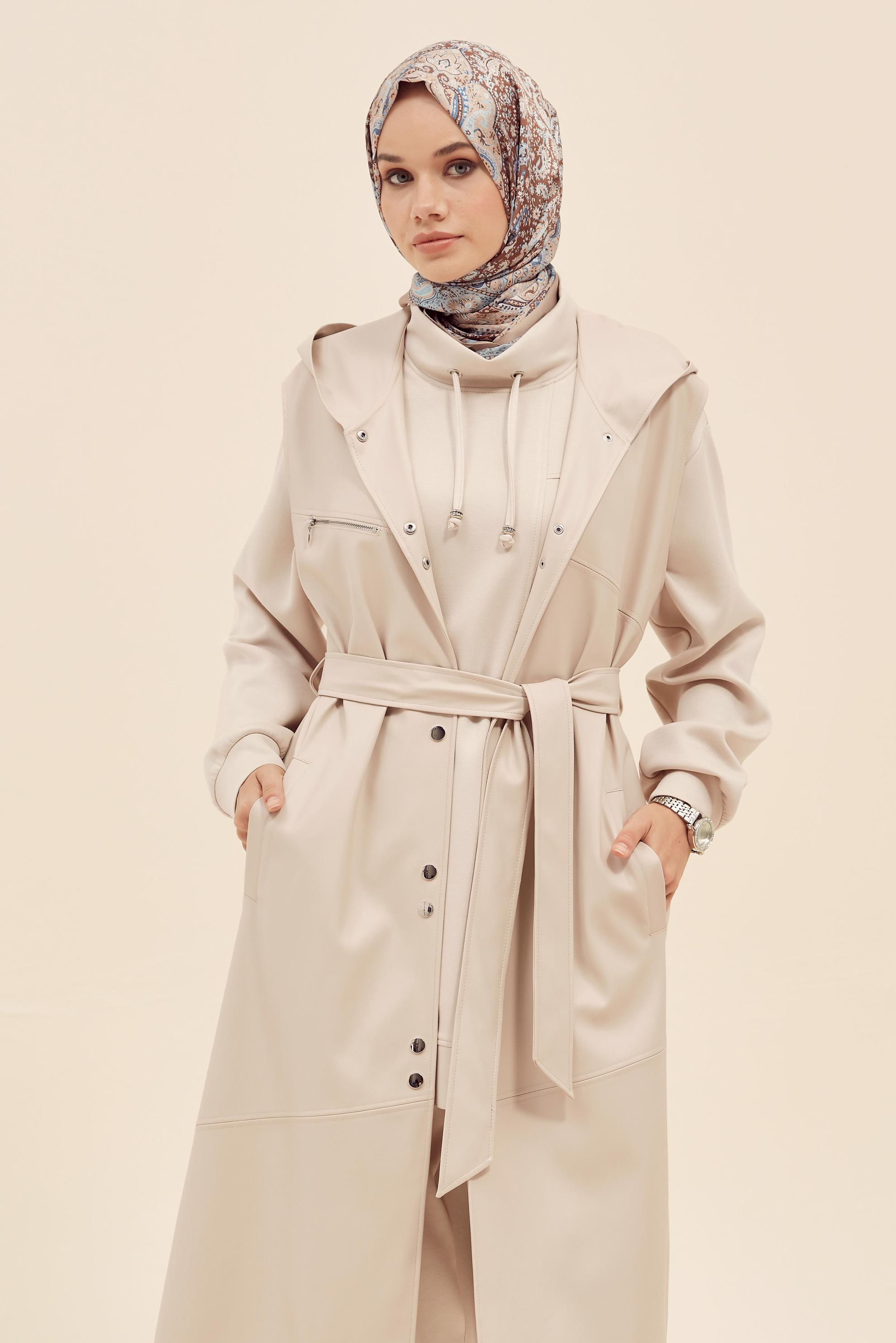 Hijab clothing BEIGE 45962 622 DERİ ZARA YELEK 38-46 TEK42