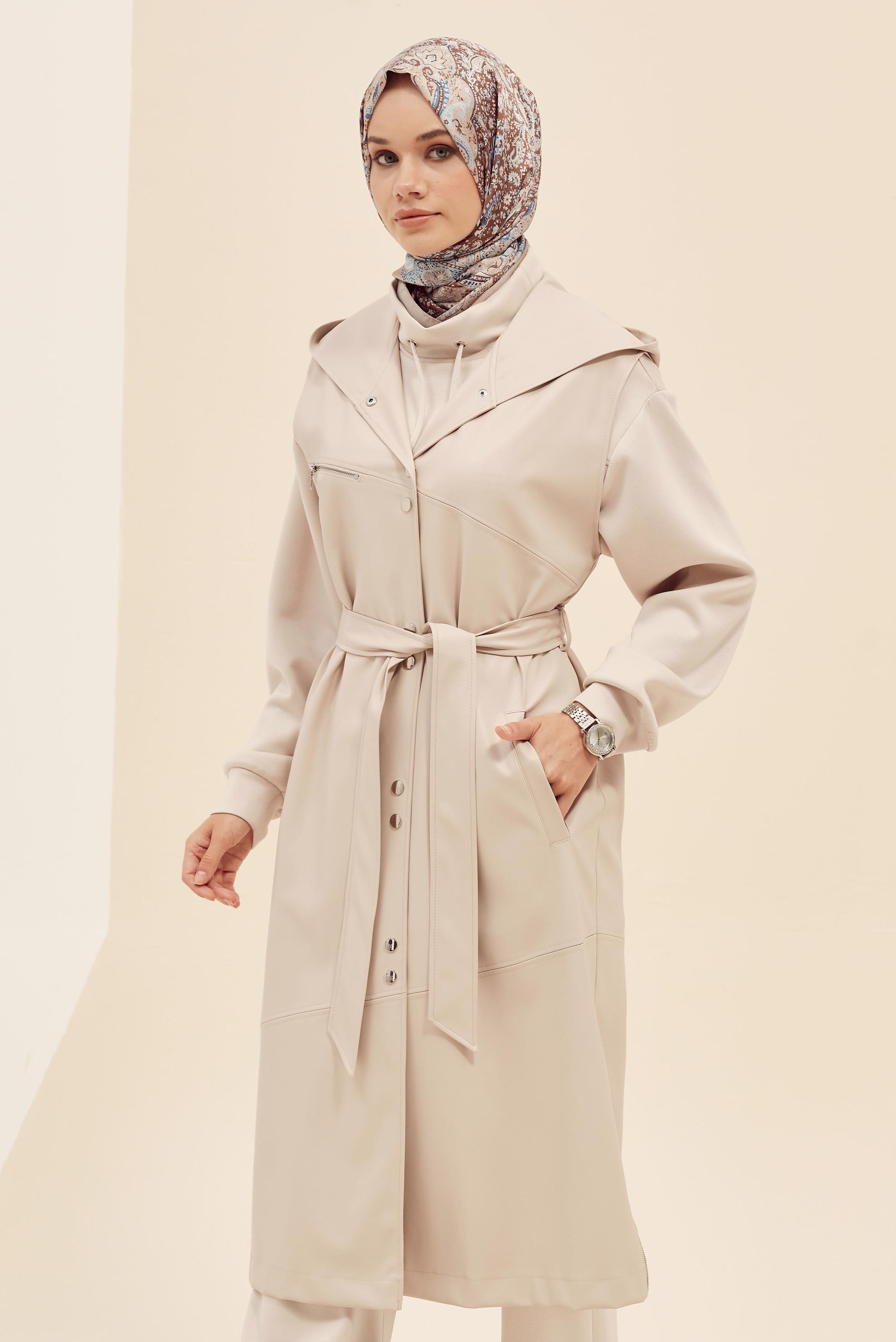 Hijab clothing BEIGE 45962 622 DERİ ZARA YELEK 38-46 TEK42