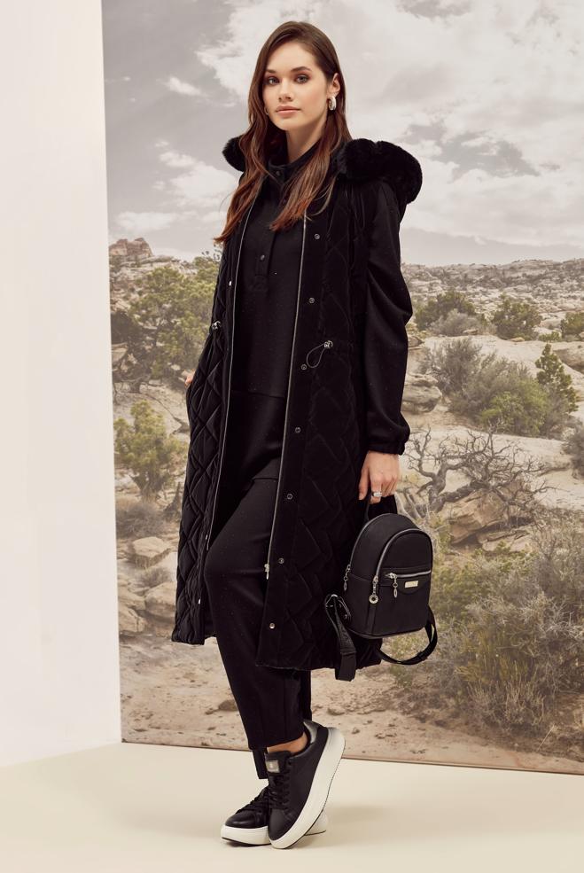 Vêtements hijab NOIR GILET MATELASSÉ 45975 - ALVİNA