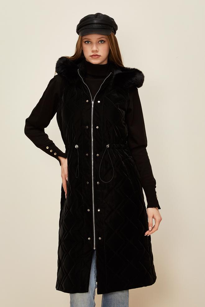 Vêtements hijab NOIR GILET MATELASSÉ 45975 - ALVİNA