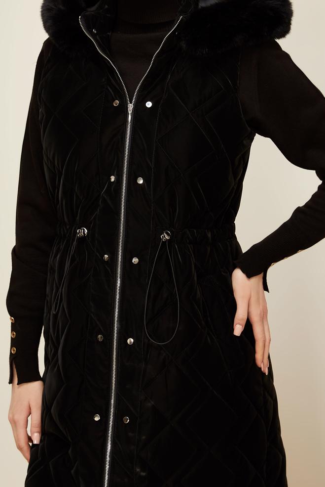 Vêtements hijab NOIR GILET MATELASSÉ 45975 - ALVİNA