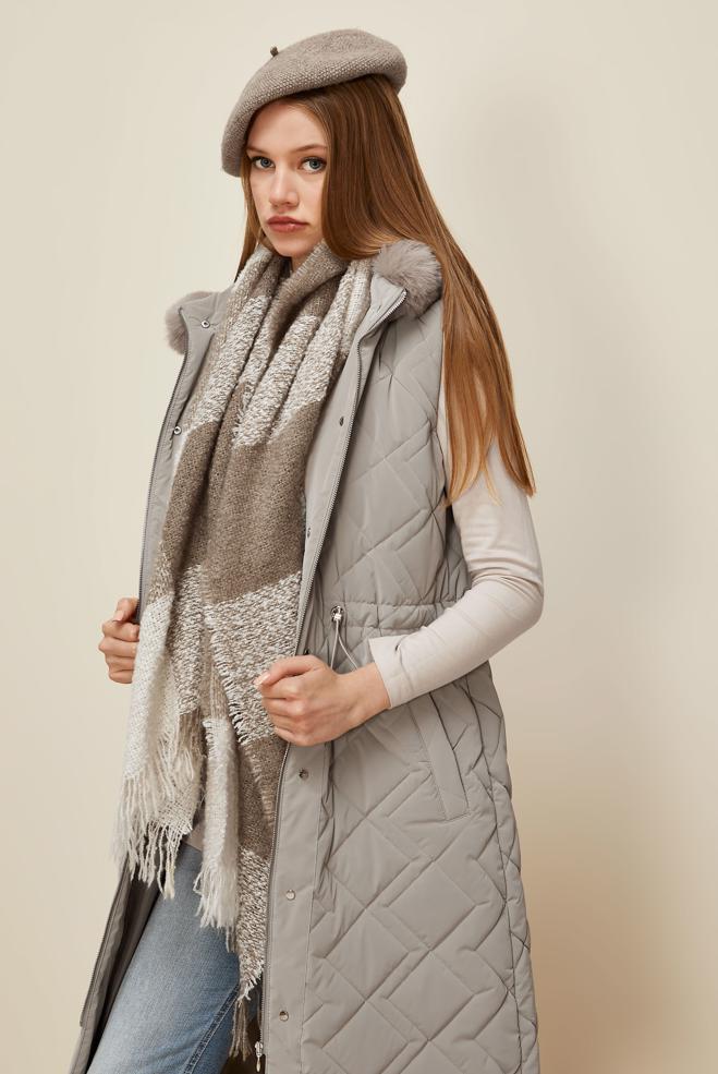 Vêtements hijab BEIGE GILET MATELASSÉ 45975 - ALVİNA