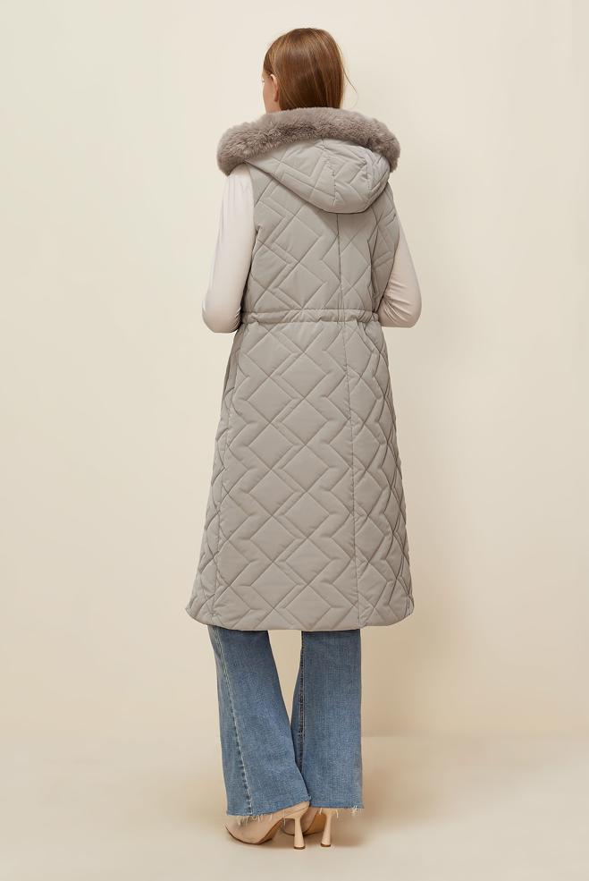 Vêtements hijab BEIGE GILET MATELASSÉ 45975 - ALVİNA