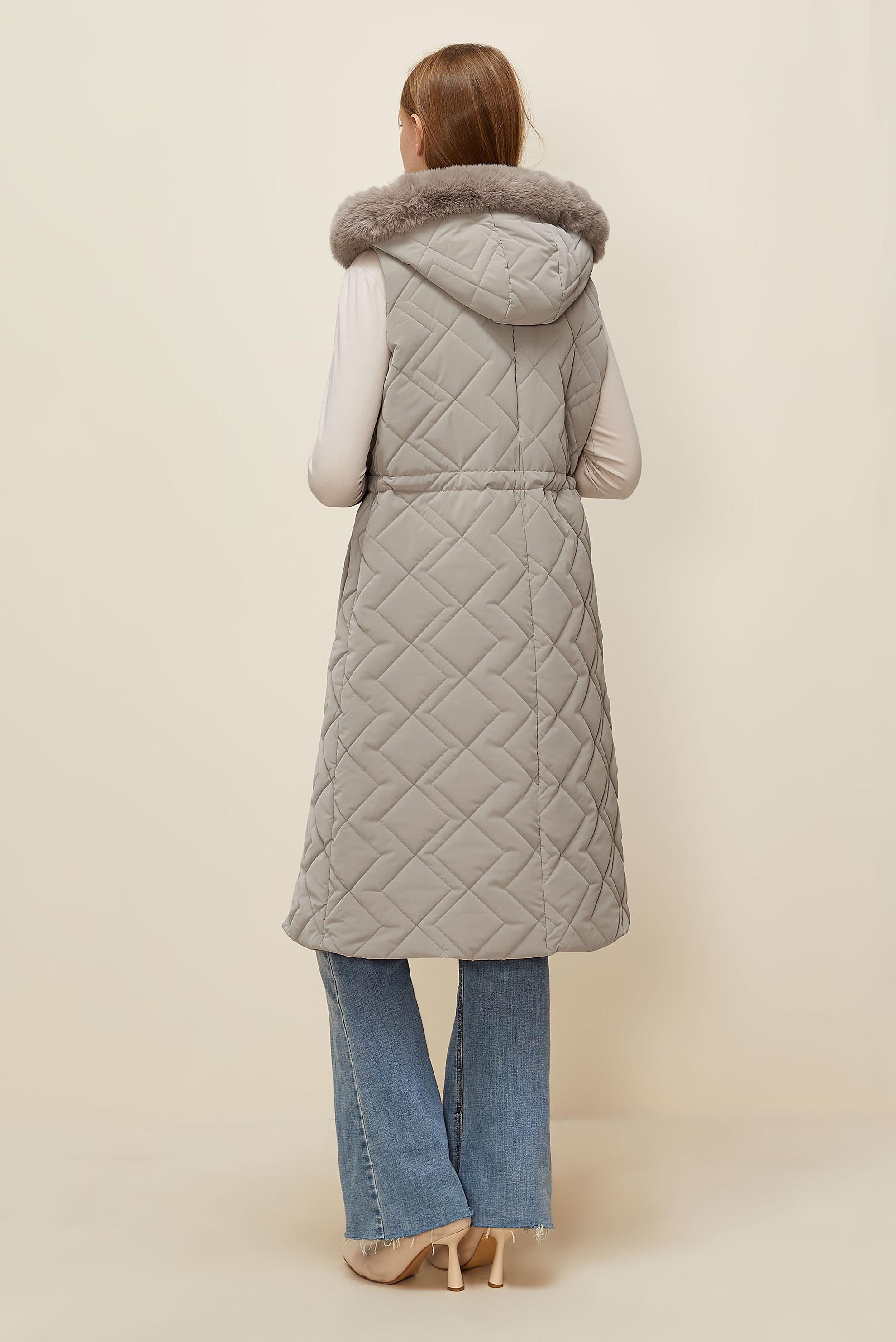 Tesettür giyim BEJ KAPİTONE YELEK 45975