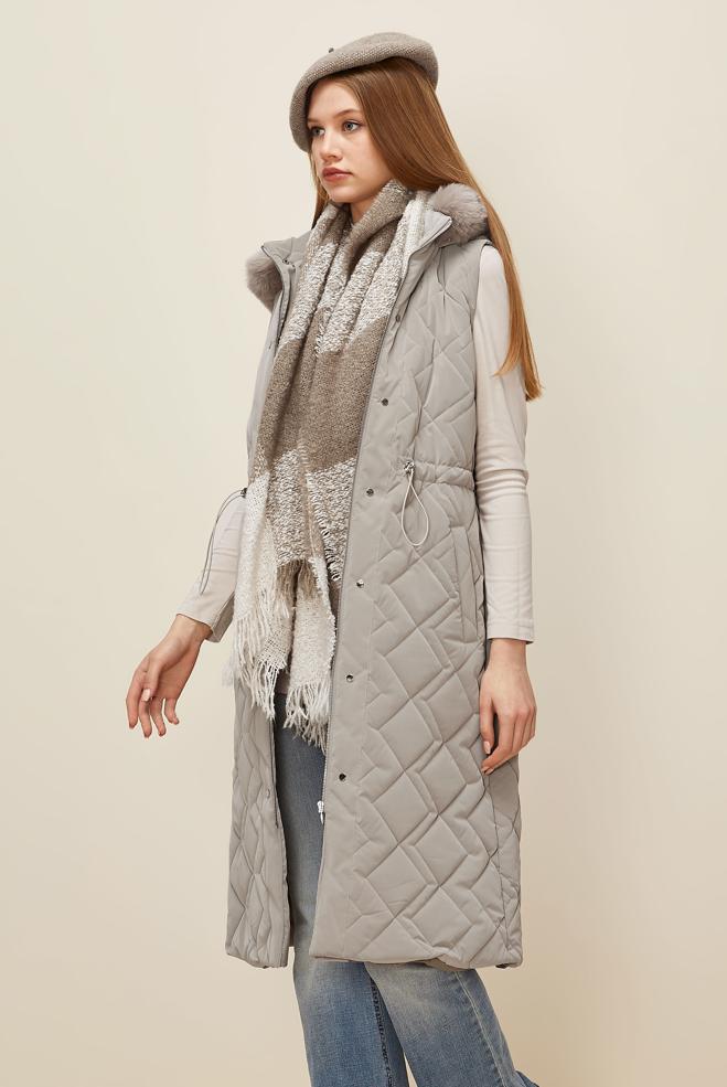 Vêtements hijab BEIGE GILET MATELASSÉ 45975 - ALVİNA