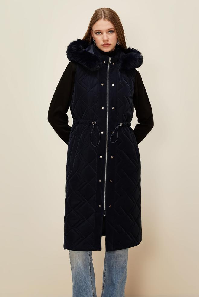 Vêtements hijab BLEU MARINE GILET MATELASSÉ 45975 - ALVİNA