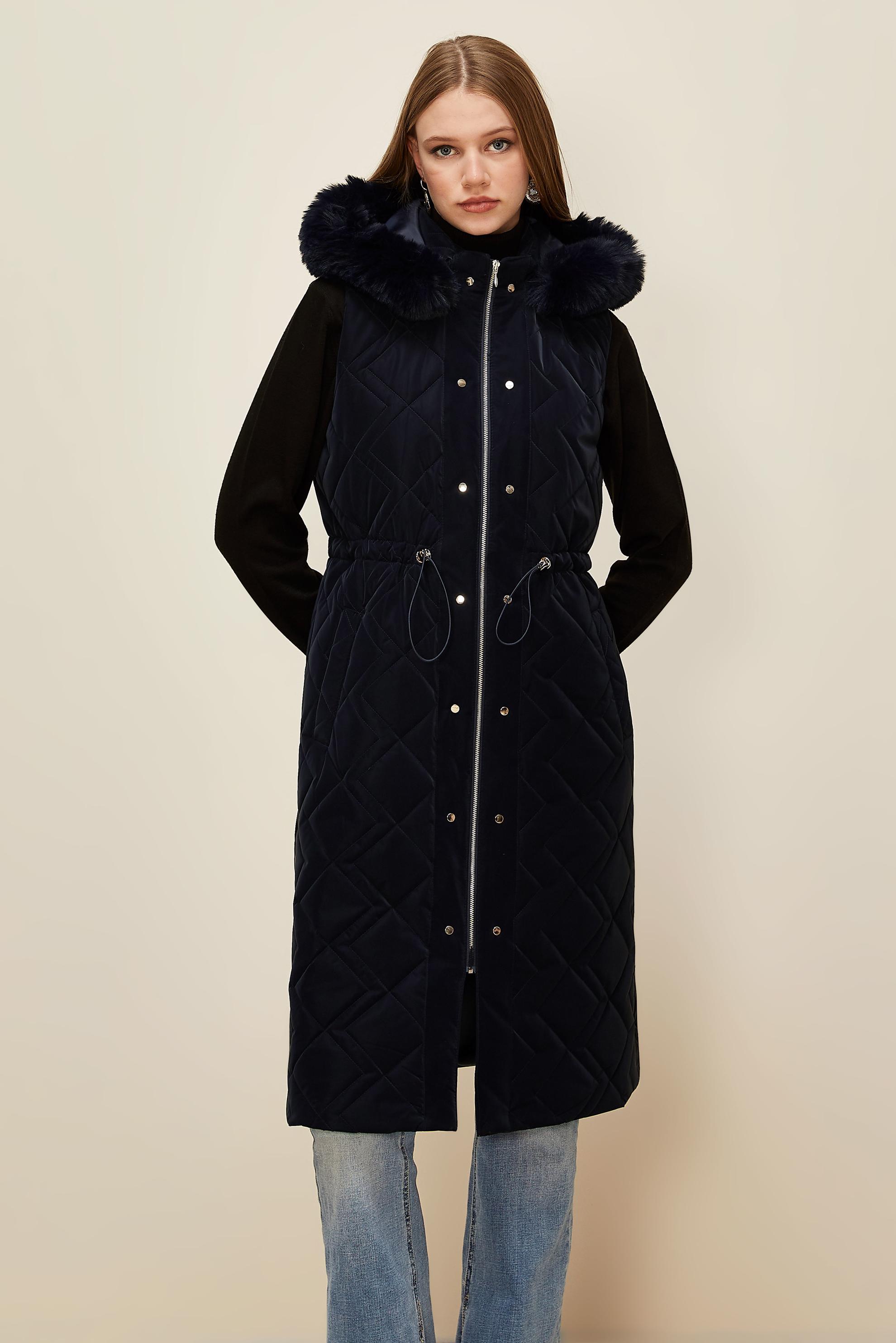 Tesettür giyim LACİVERT KAPİTONE YELEK 45975