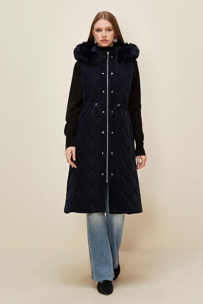 Vêtements hijab BLEU MARINE GILET MATELASSÉ 45975 - ALVİNA