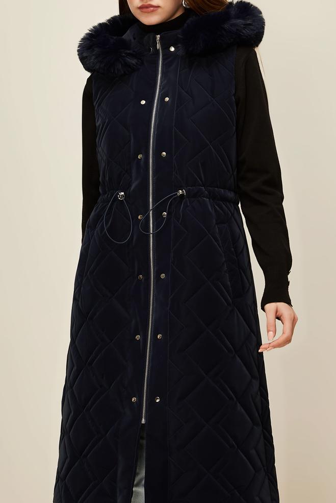 Vêtements hijab BLEU MARINE GILET MATELASSÉ 45975 - ALVİNA