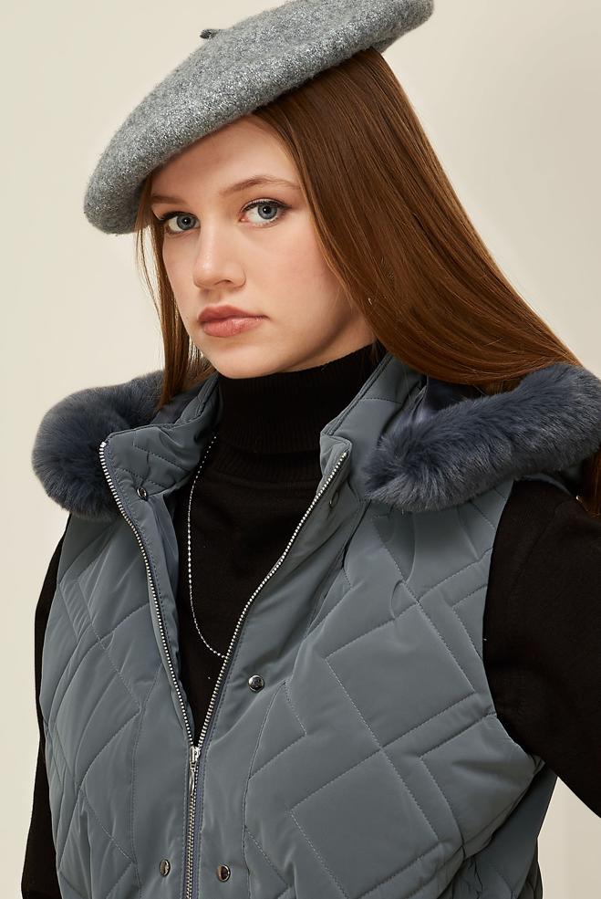 Vêtements hijab GRIS GILET MATELASSÉ 45975 - ALVİNA