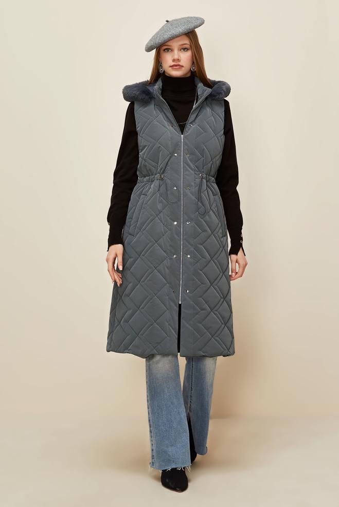 Vêtements hijab GRIS GILET MATELASSÉ 45975 - ALVİNA