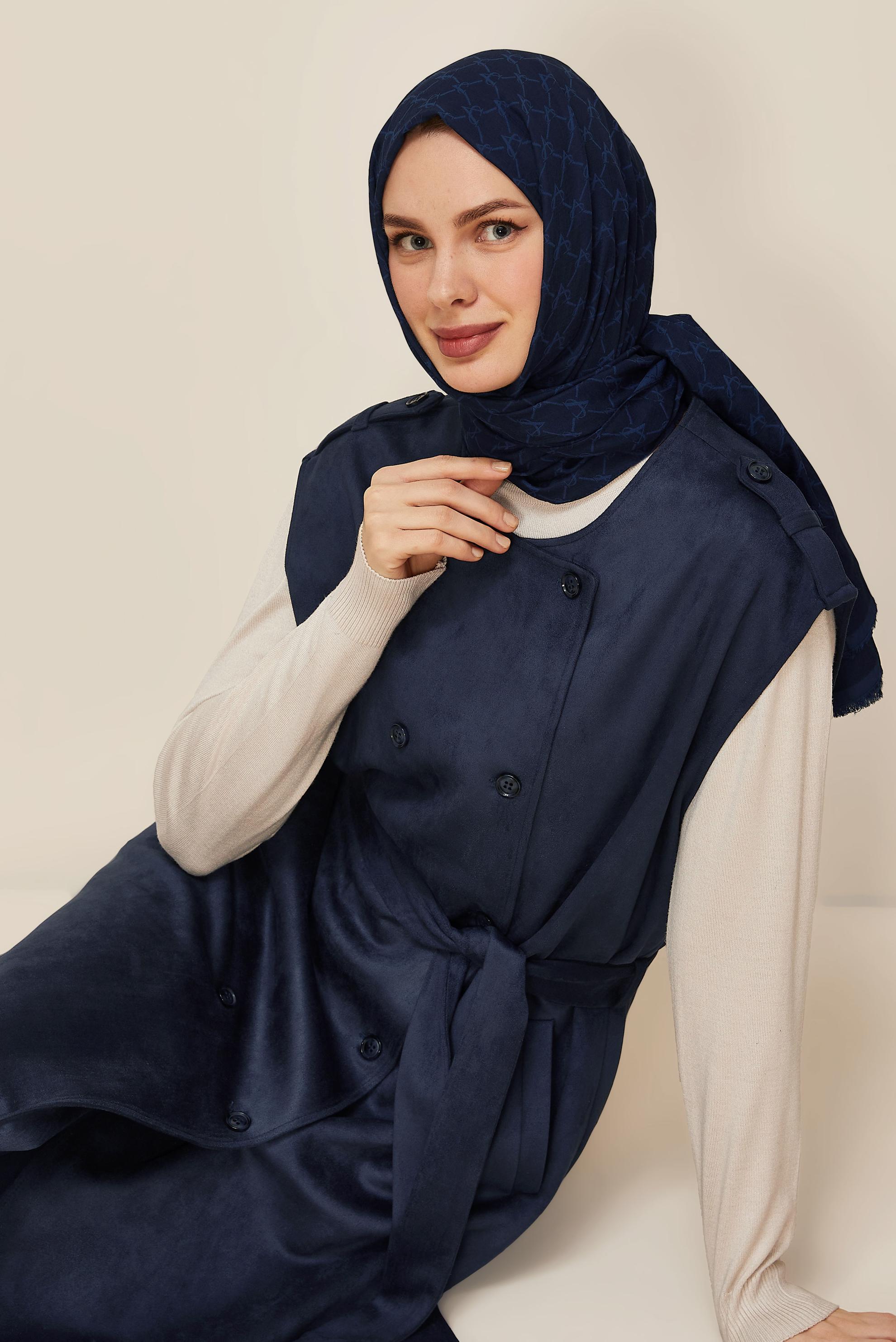 Tesettür giyim LACİVERT 46085 EDNA SÜET YELEK 40-46 TEK38