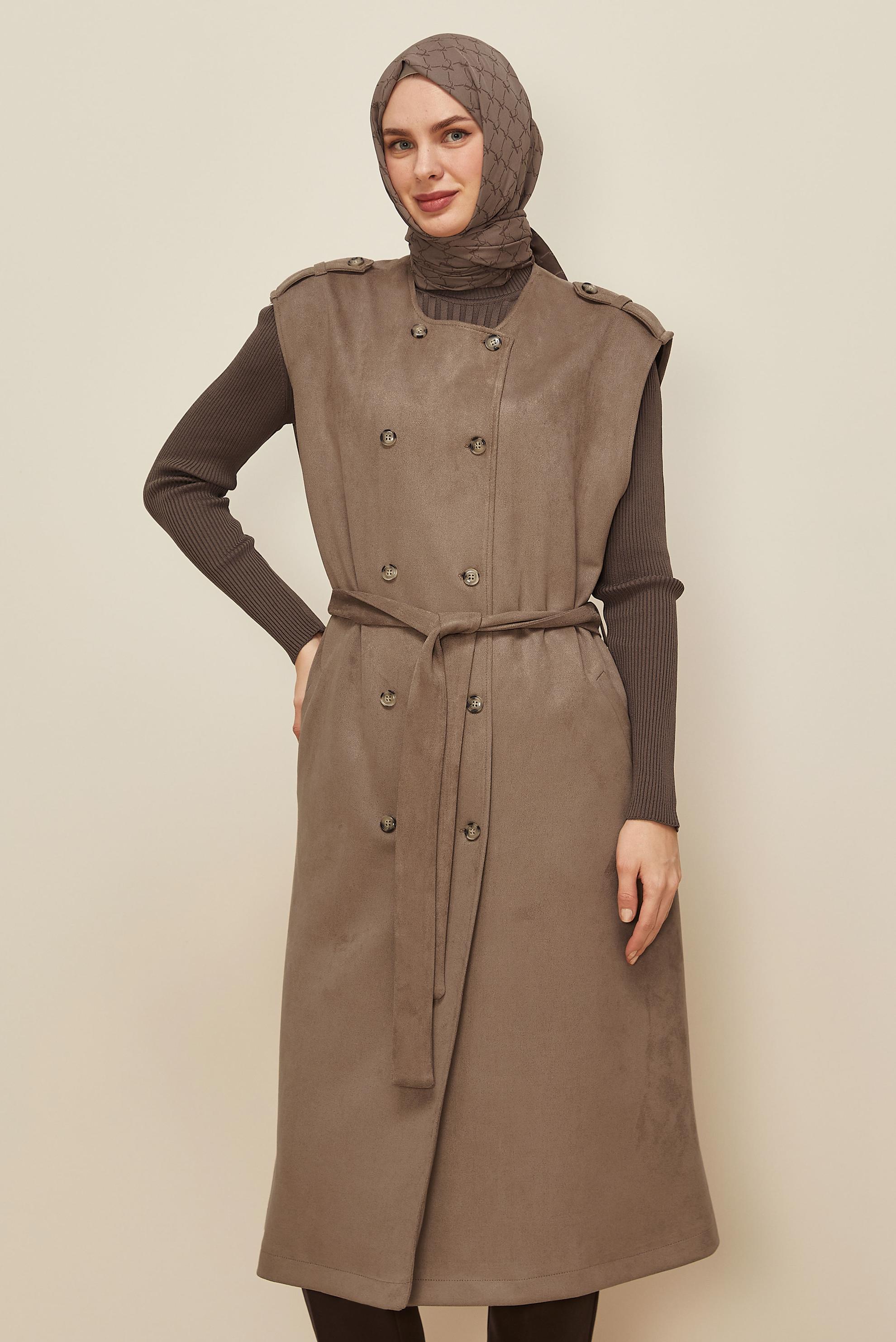 Vêtements hijab BRUN 46085 EDNA SÜET YELEK 40-46 TEK38