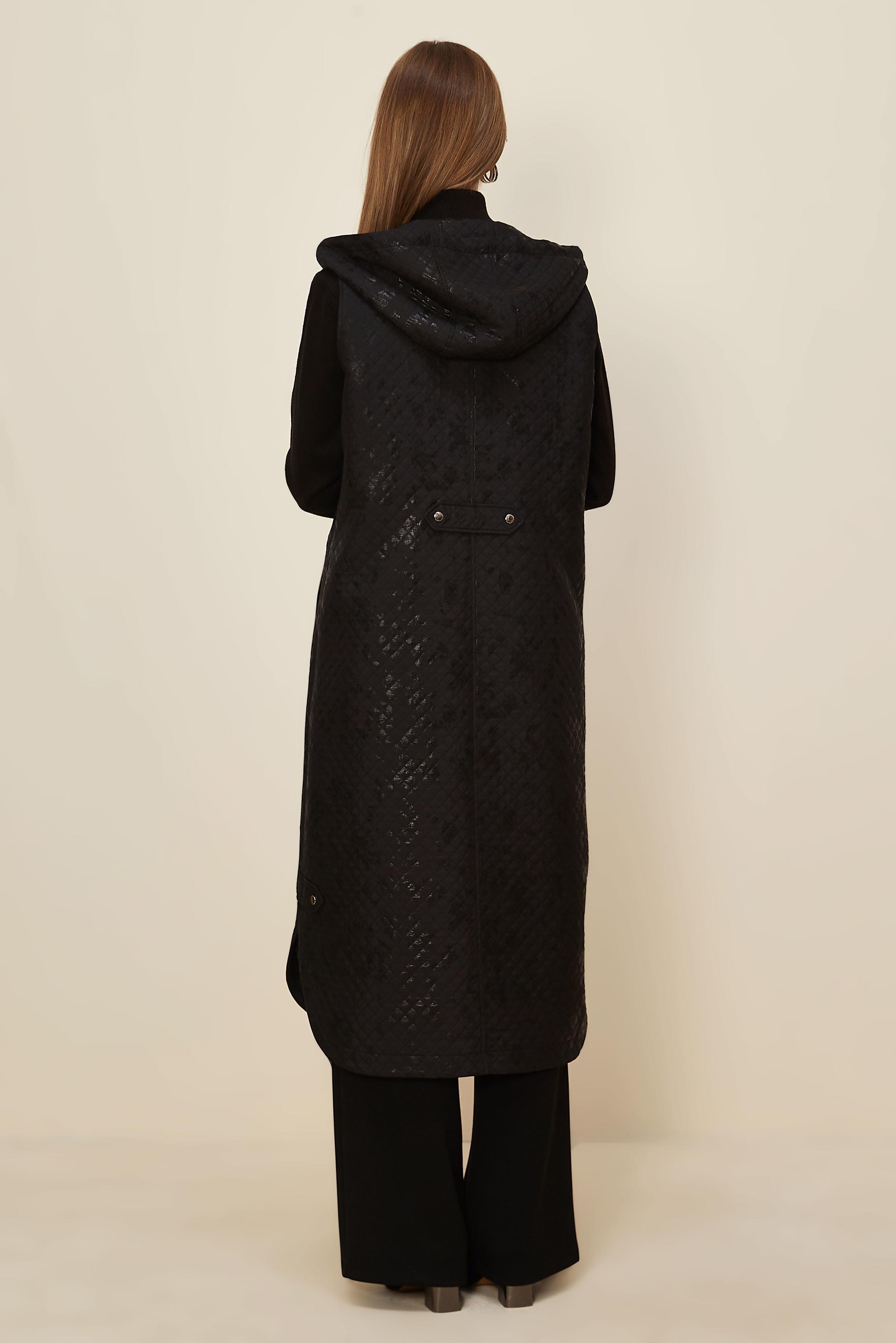 Hijab clothing BLACK FOIL PRINTED QUILTED VEST 46109