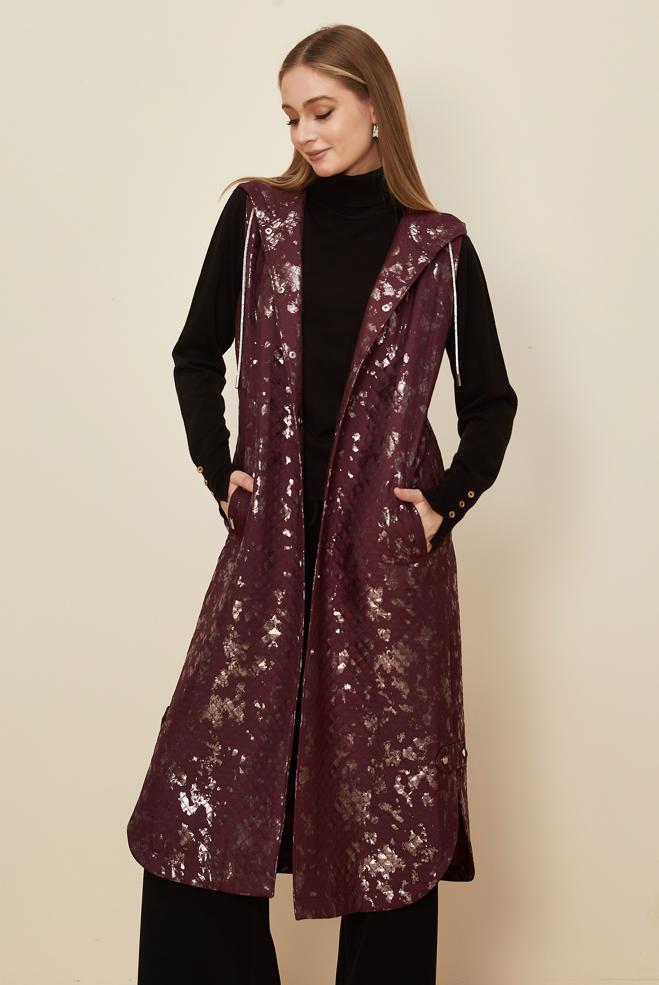 Tesettür giyim BORDO 46109 1261 VARAK YELEK 38-46 TEK 42 - ALVİNA