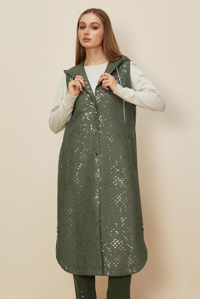 Tesettür giyim HAKİ 46109 1261 VARAK YELEK 38-46 TEK 42 - ALVİNA