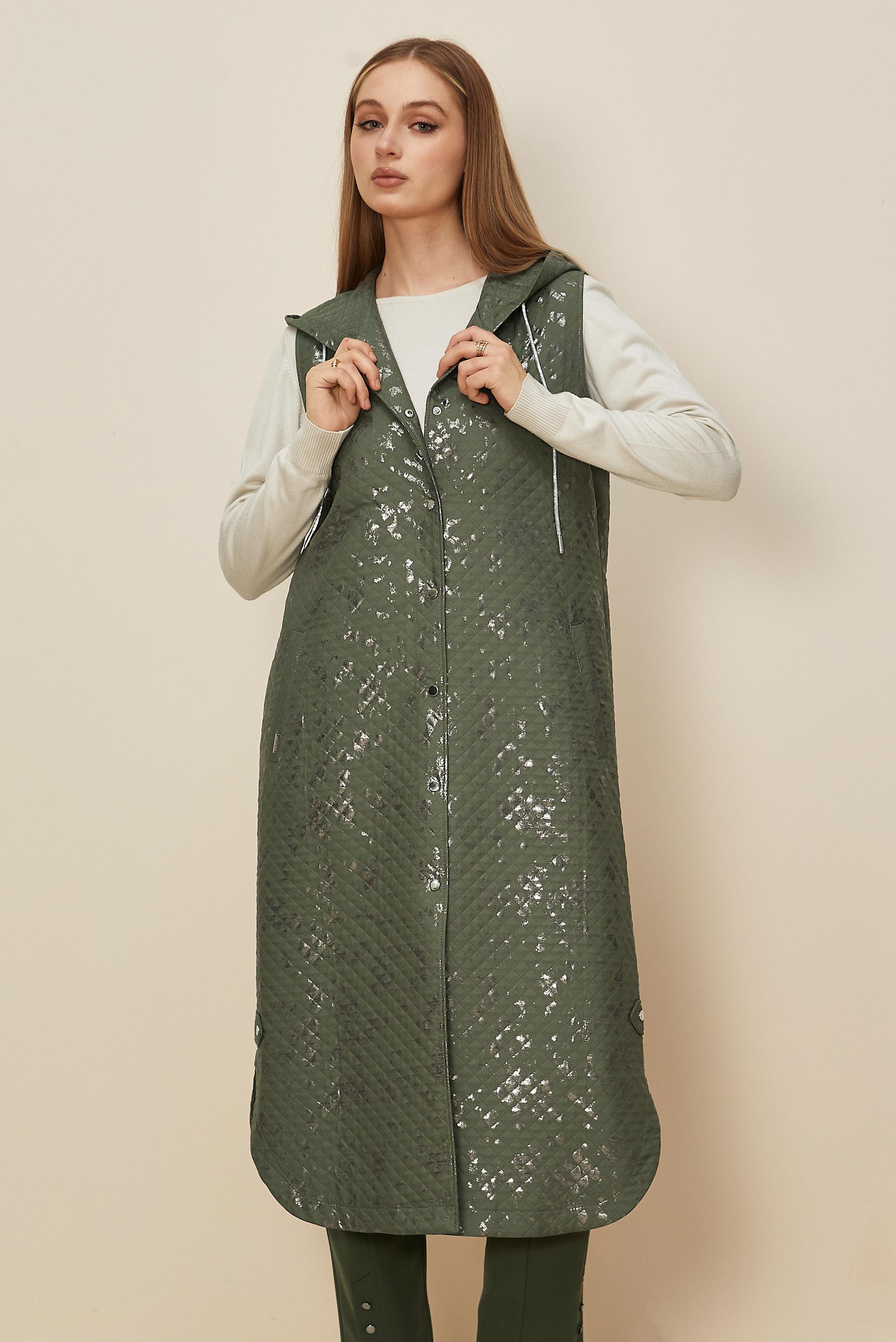 Hijab clothing KHAKI FOIL PRINTED QUILTED VEST 46109