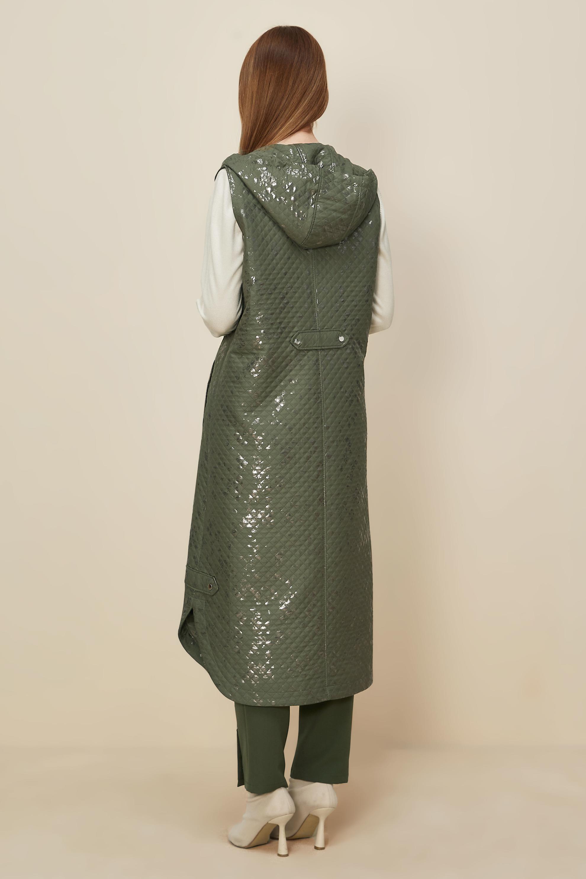 Hijab clothing KHAKI FOIL PRINTED QUILTED VEST 46109