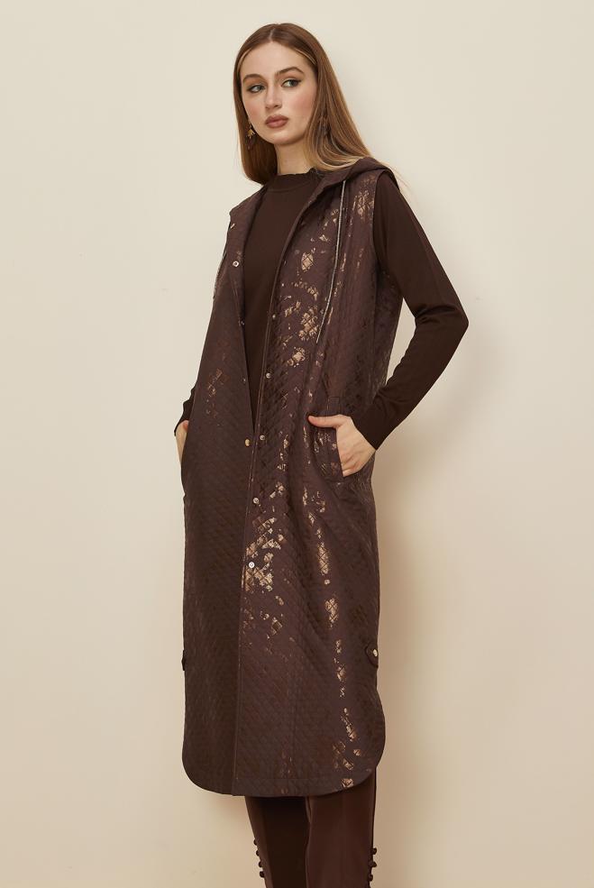 Tesettür giyim KAHVE 46109 1261 VARAK YELEK 38-46 TEK 42 - ALVİNA