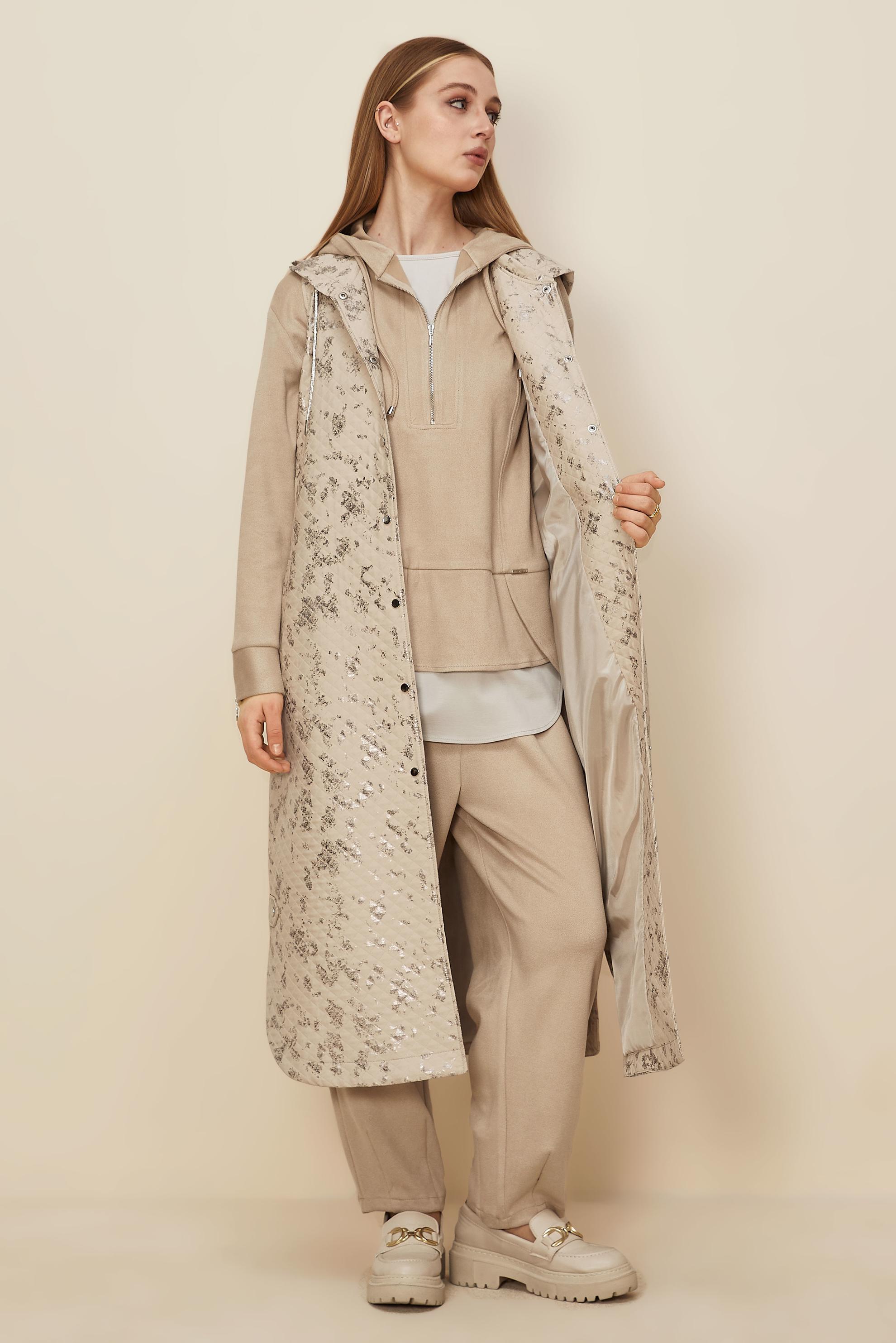 Hijab clothing BEIGE FOIL PRINTED QUILTED VEST 46109