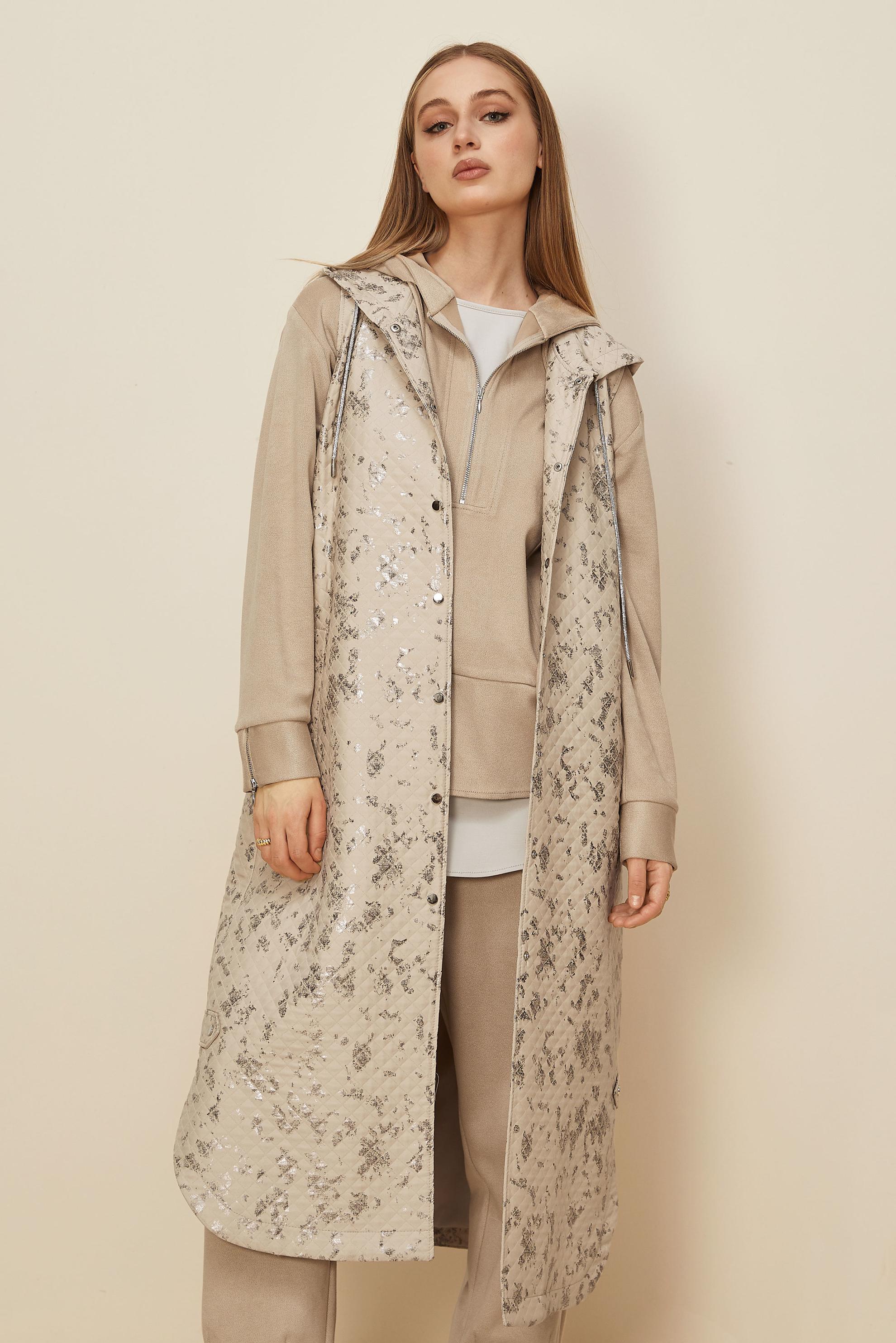 Hijab clothing BEIGE FOIL PRINTED QUILTED VEST 46109