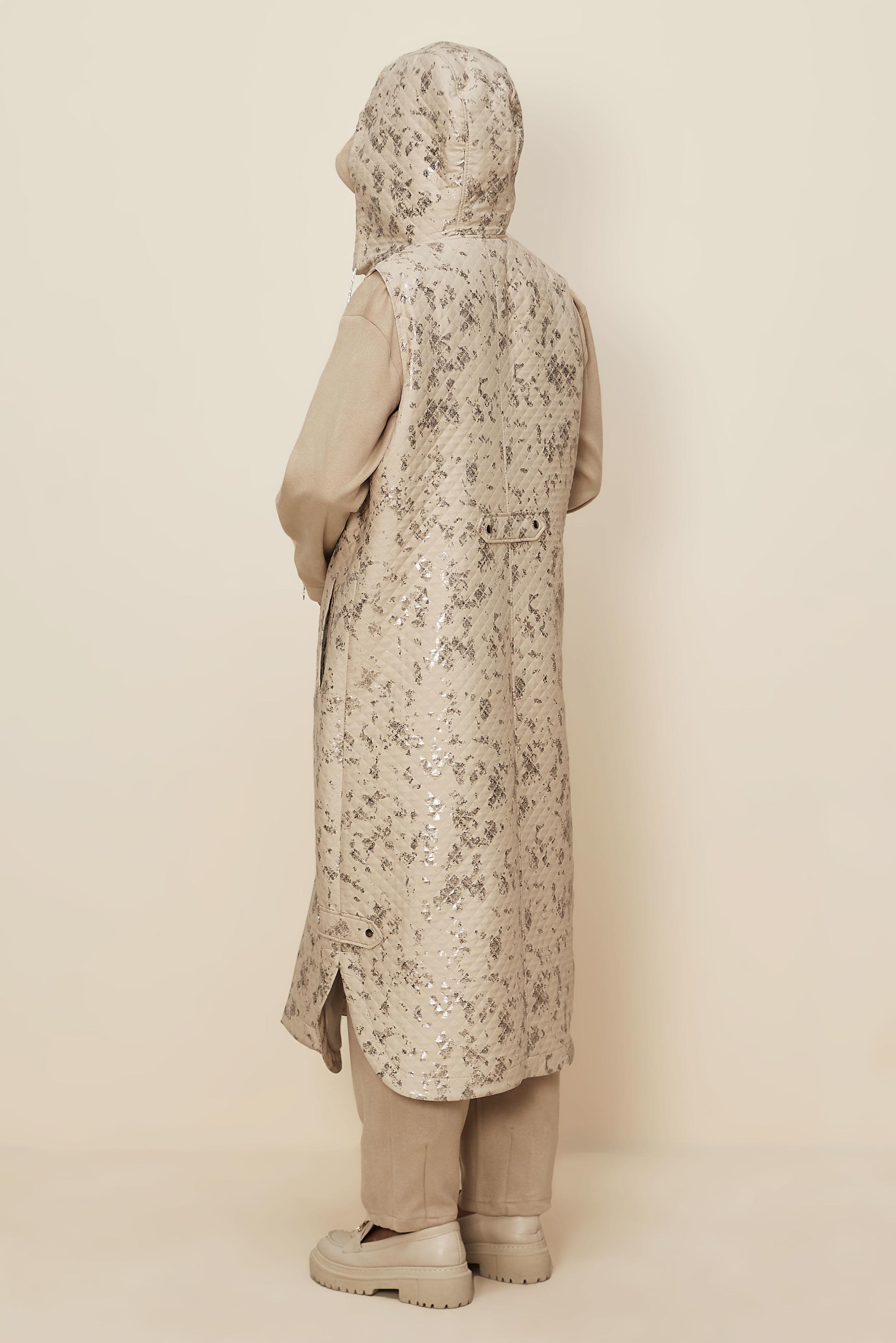 Hijab clothing BEIGE FOIL PRINTED QUILTED VEST 46109