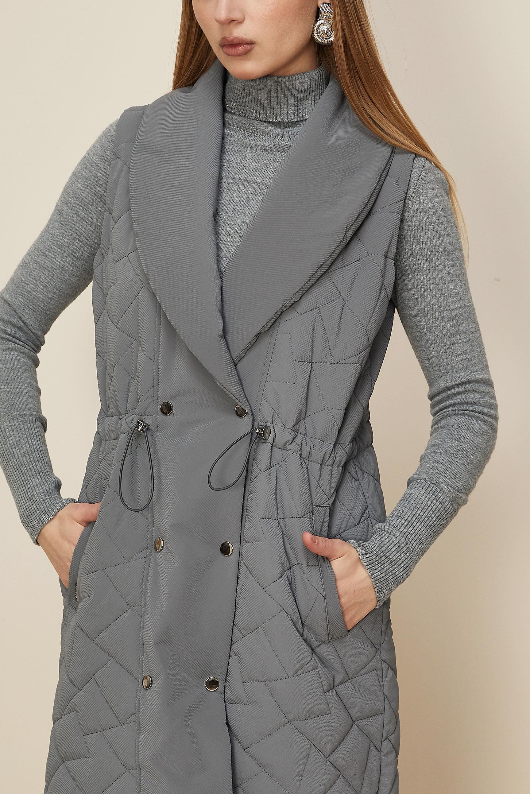 Tesettür giyim GRİ BÜZGÜ DETAYLI KAPİTONE YELEK 46148