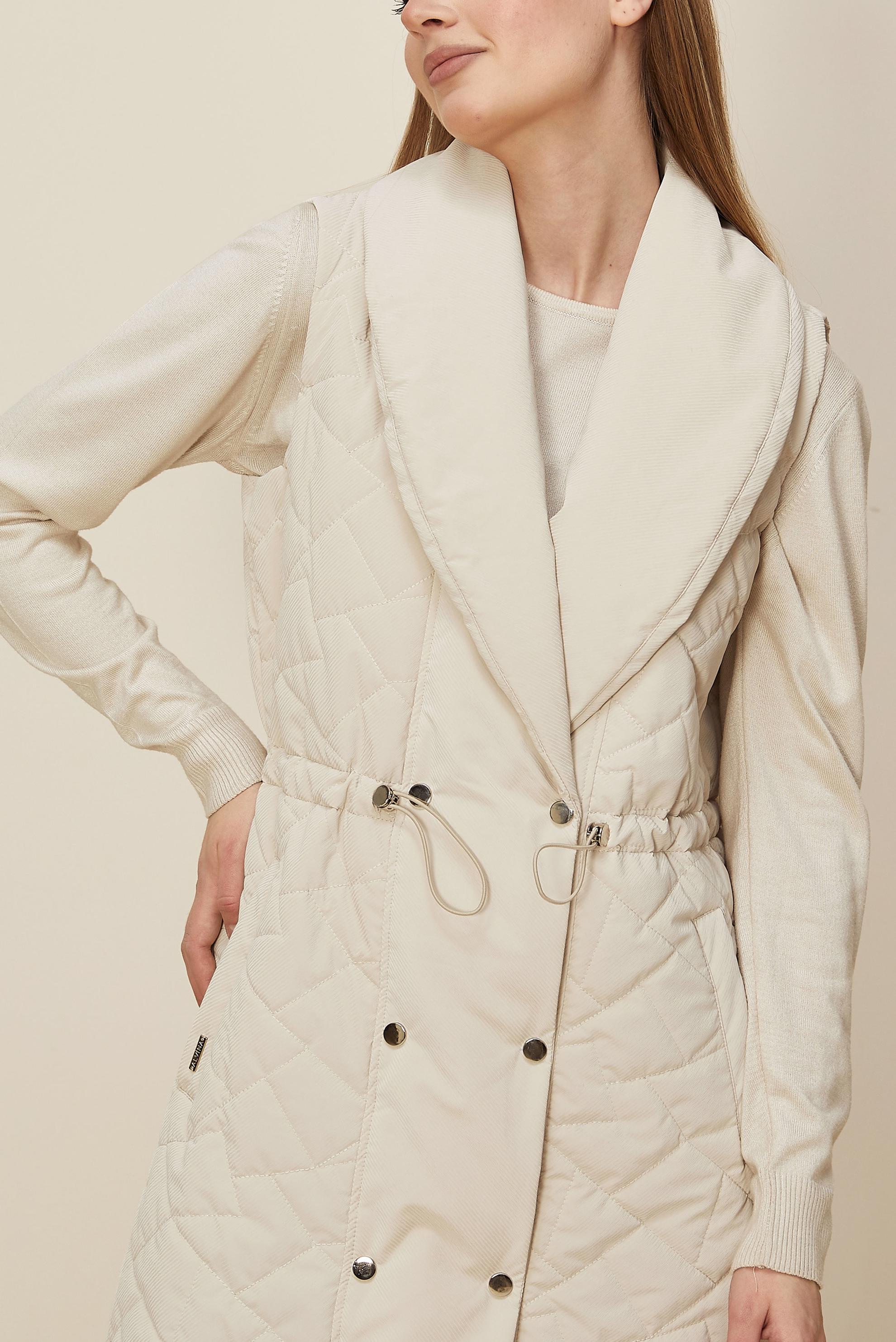 Tesettür giyim BEJ BÜZGÜ DETAYLI KAPİTONE YELEK 46148