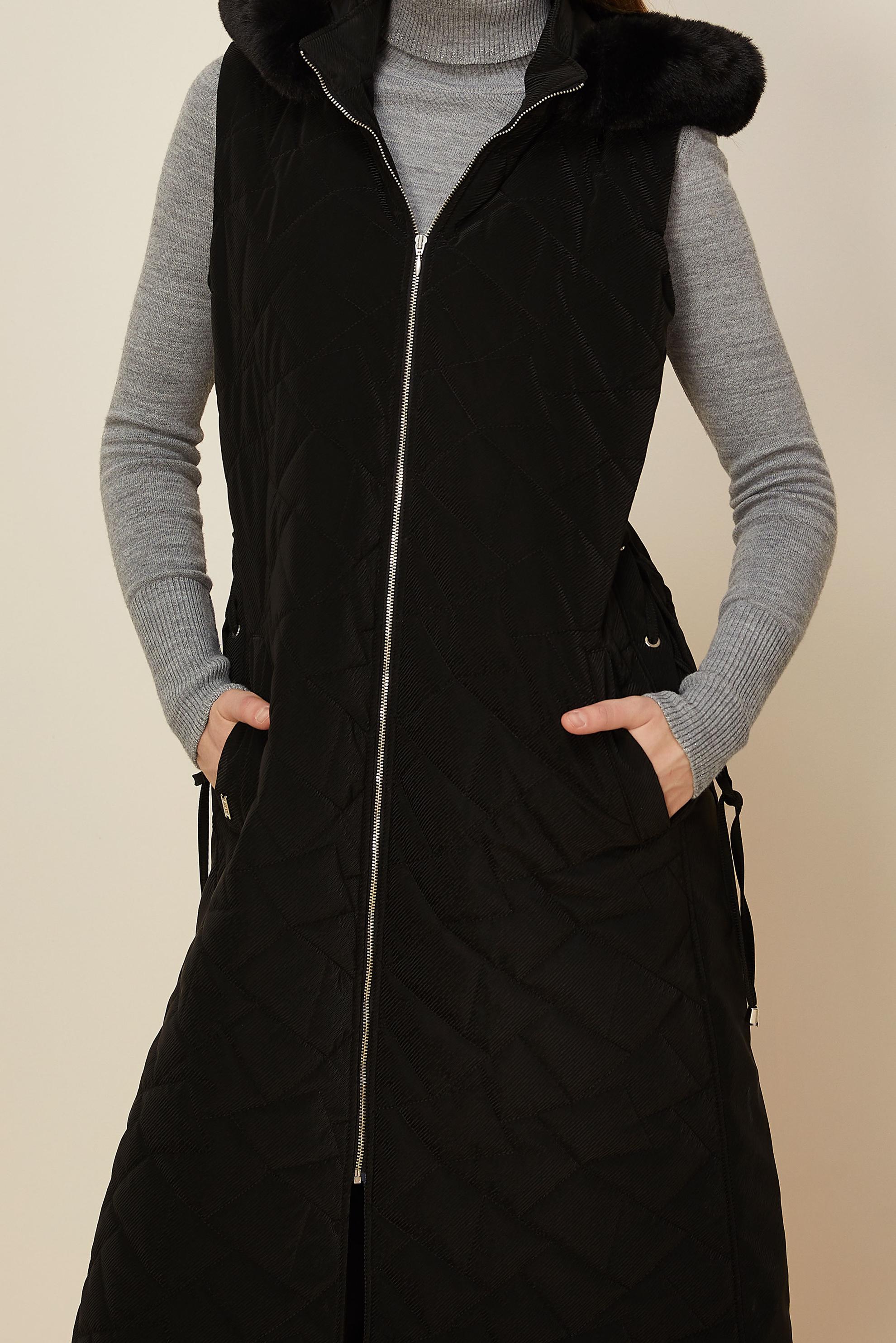 Hijab clothing BLACK HOODED QUILTED VEST 46149