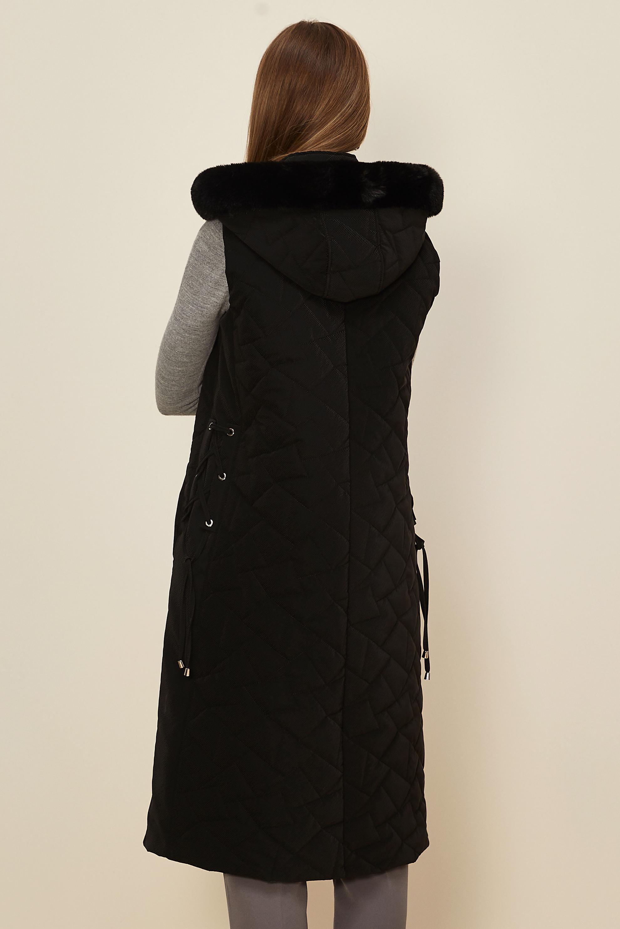 Hijab clothing BLACK HOODED QUILTED VEST 46149
