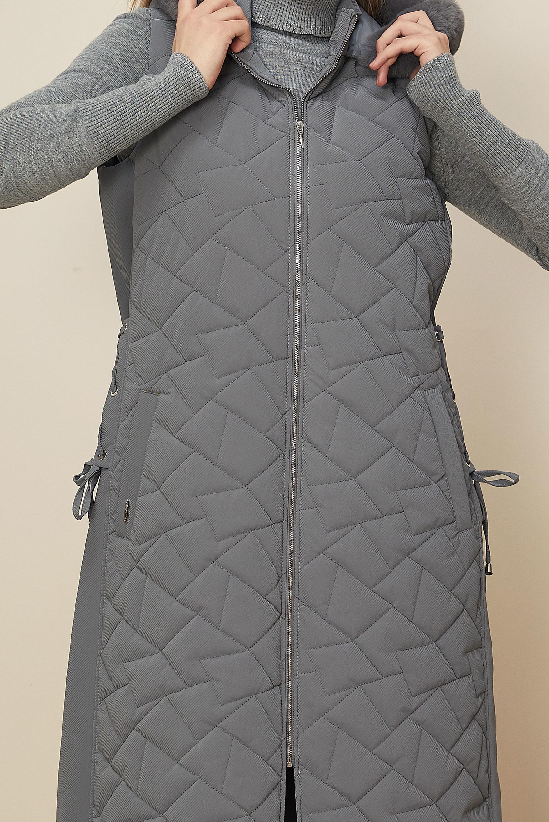Hijab clothing GREY HOODED QUILTED VEST 46149