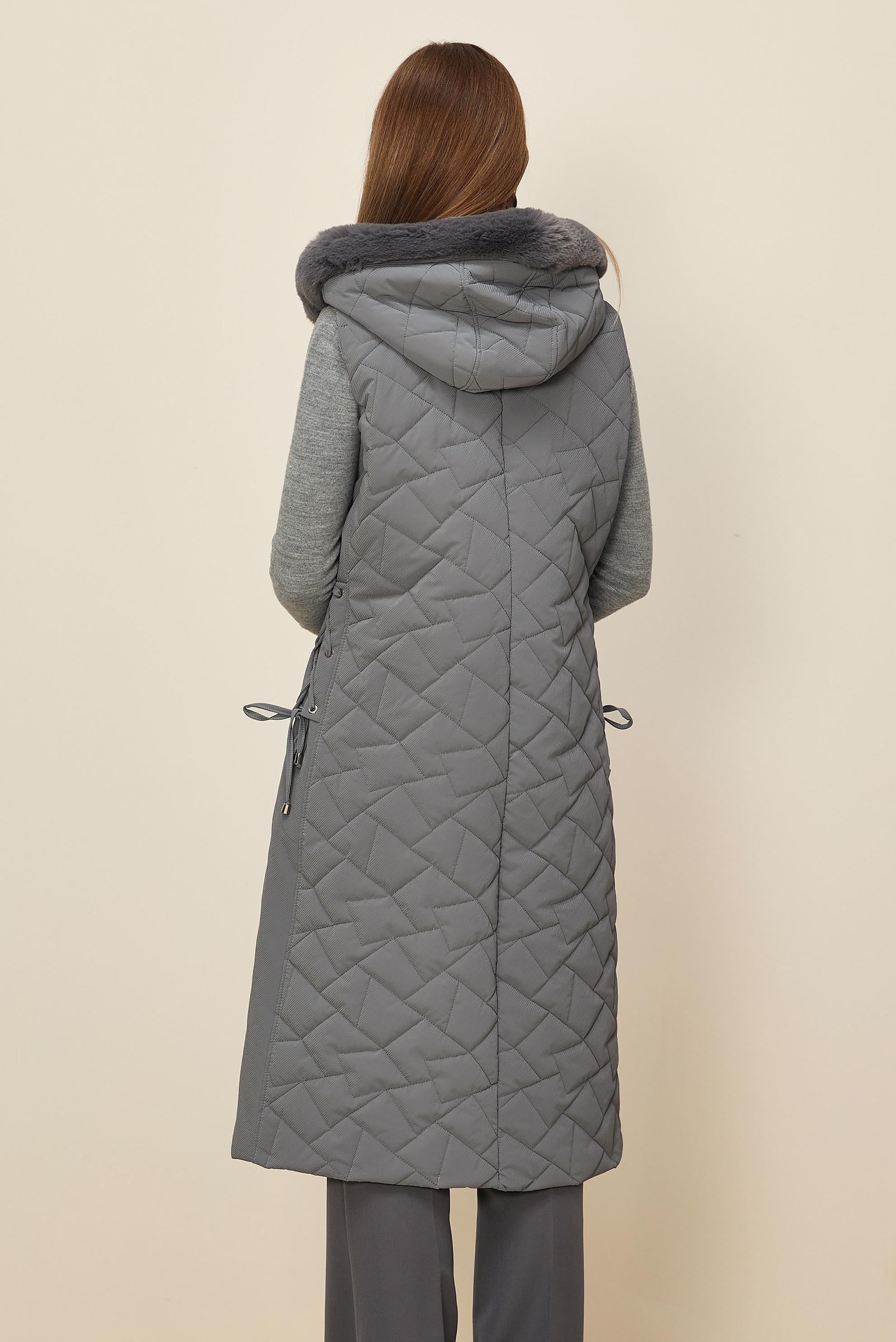 Hijab clothing GREY HOODED QUILTED VEST 46149