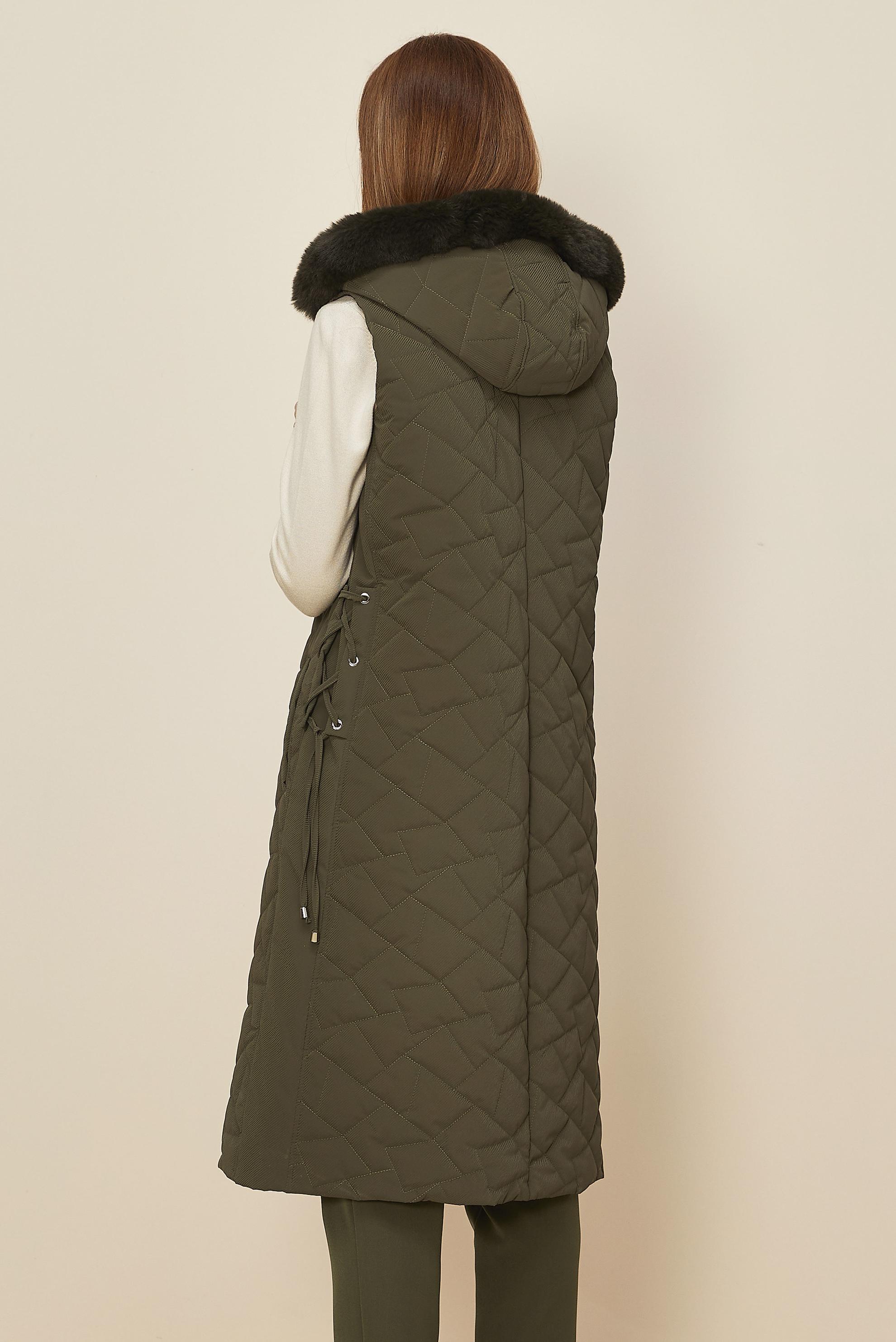 Hijab clothing KHAKI HOODED QUILTED VEST 46149