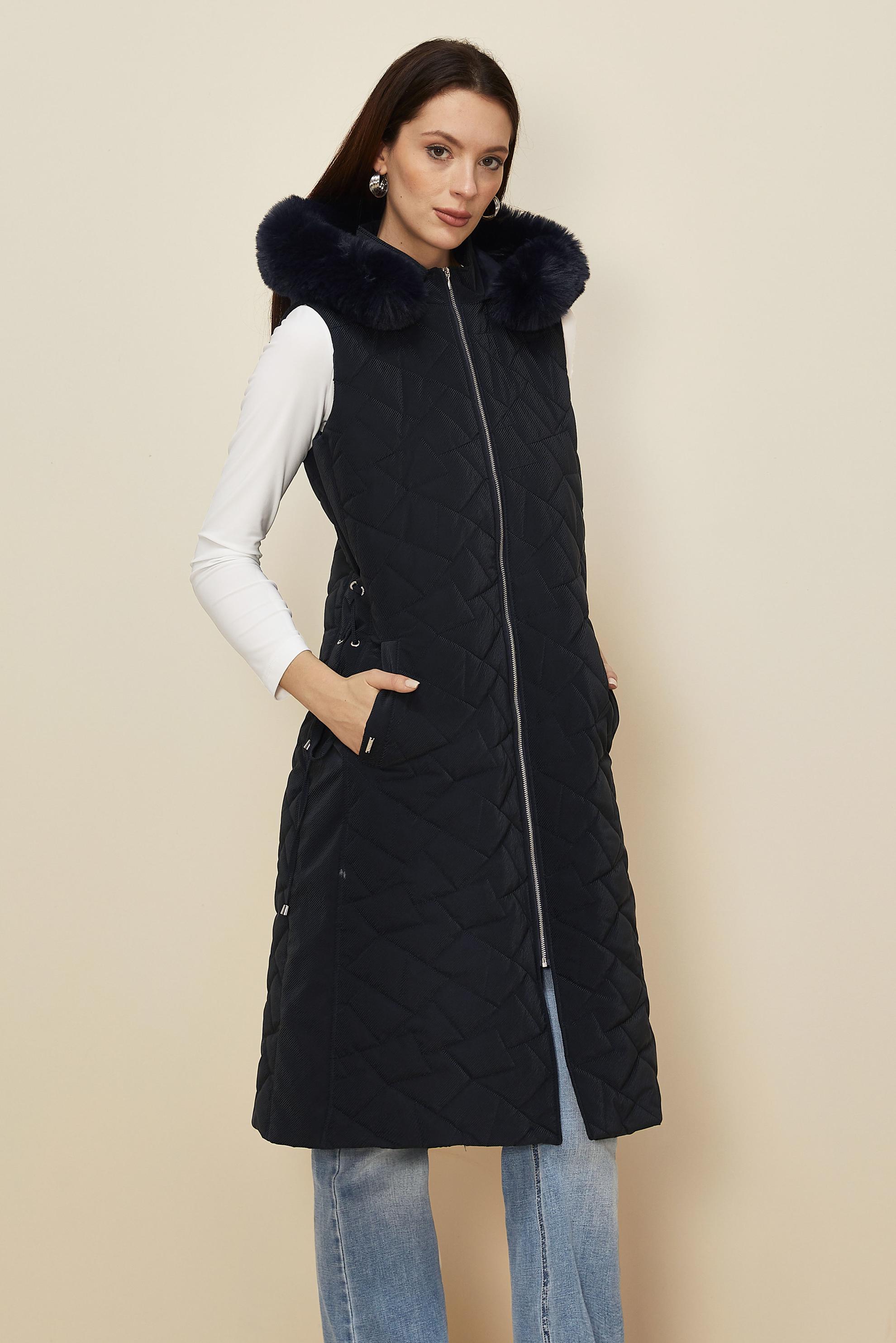 Hijab clothing NAVY BLUE HOODED QUILTED VEST 46149