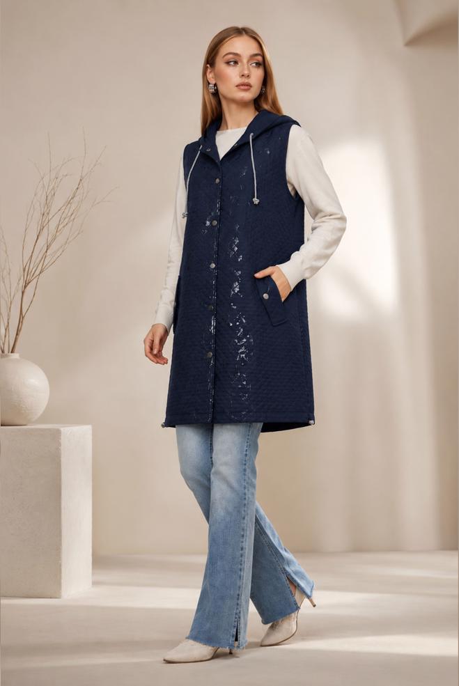 Hijab clothing NAVY BLUE 46150 1261 VARAK YELEK 38-46 TEK 40/42 - ALVİNA