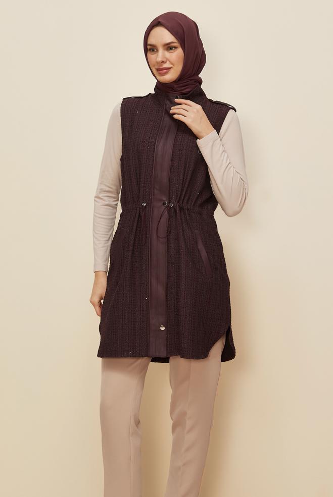 Vêtements hijab ROUGE BORDEAUX 46169 6341 YELEK 38-44 - ALVİNA