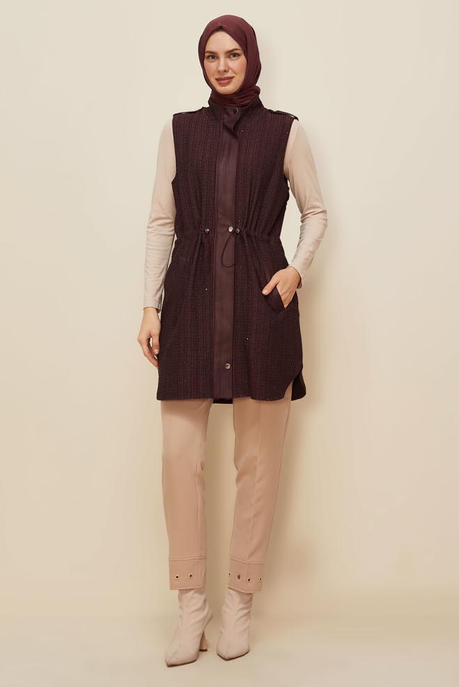 Vêtements hijab ROUGE BORDEAUX 46169 6341 YELEK 38-44 - ALVİNA