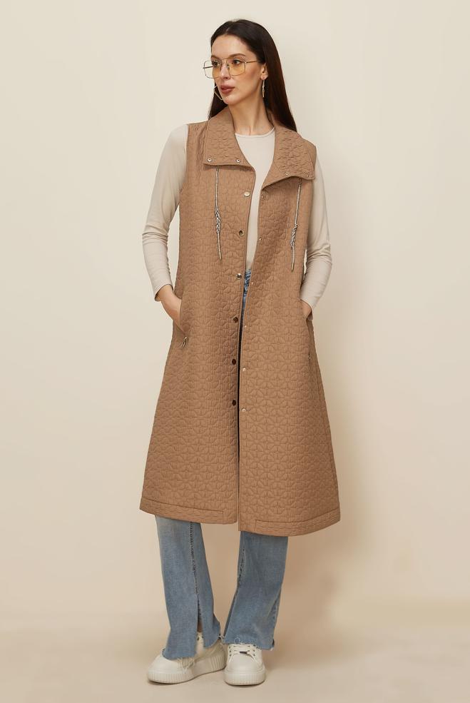 Tesettür giyim KAHVE 46198 67501 YELEK 40-48 TEK 38 - ALVİNA