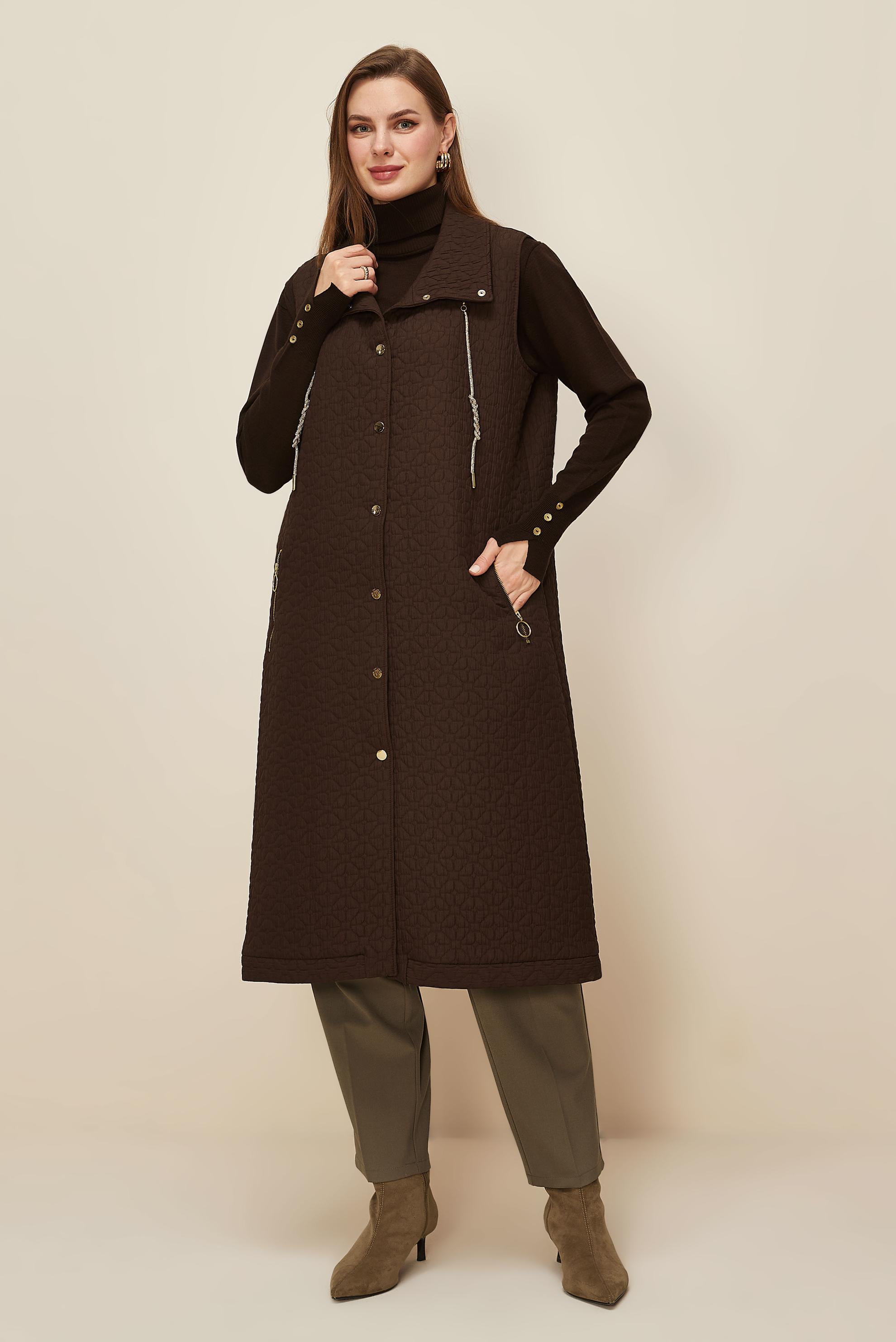 Tesettür giyim KAHVE 46198 67501 YELEK 40-48 TEK 38